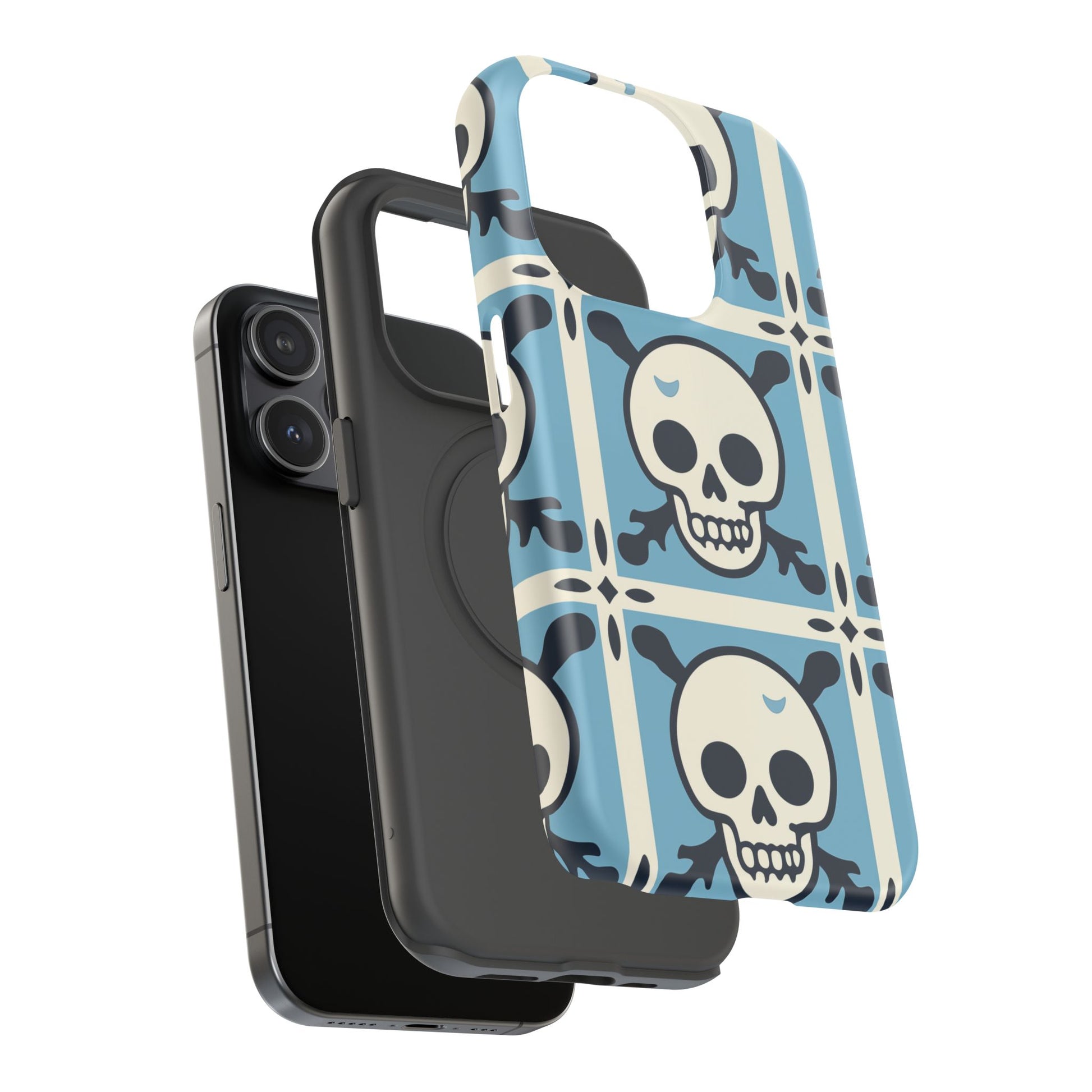 Cute Skull Phone Case Sugar Skull Ghingham Impact-Resistant Cover Goth Skull, Halloween Gift iphone 13 14 15 16 Pro Max
