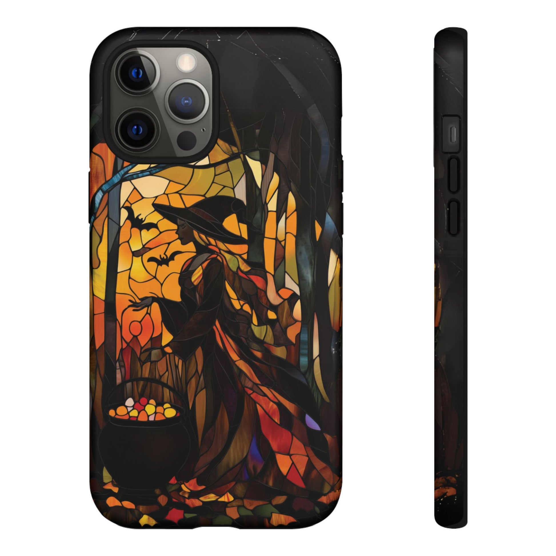 Dark Academia Halloween Witch Stained Glass Style