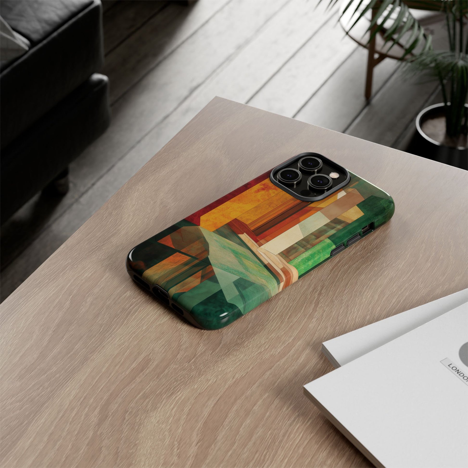 Art Deco Frank Lloyd Wright Inspired Usonian Phone Case Geometric Stained Glass Art Deco Marble Gold 13 14 15 16 iPhone Pro Max Galaxy Pixel