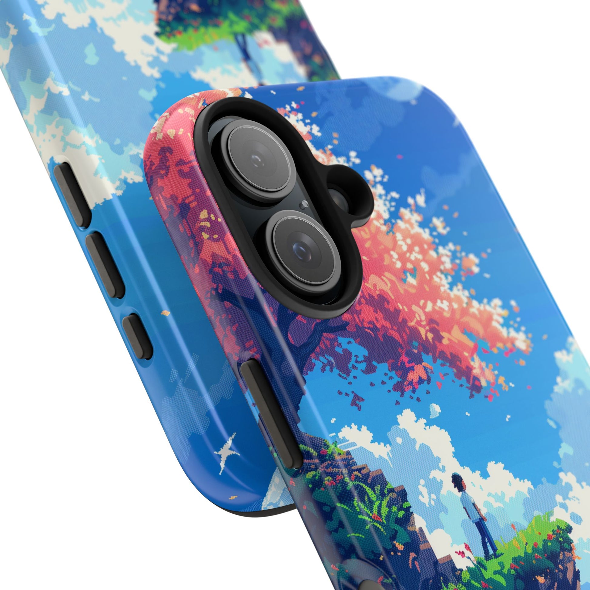 Pixel Art Video Game Landscapes Phone Case, Retro Gaming Pixelated Design, Geeky Gamer Phone Cover, Unique Video Game Art Accessories