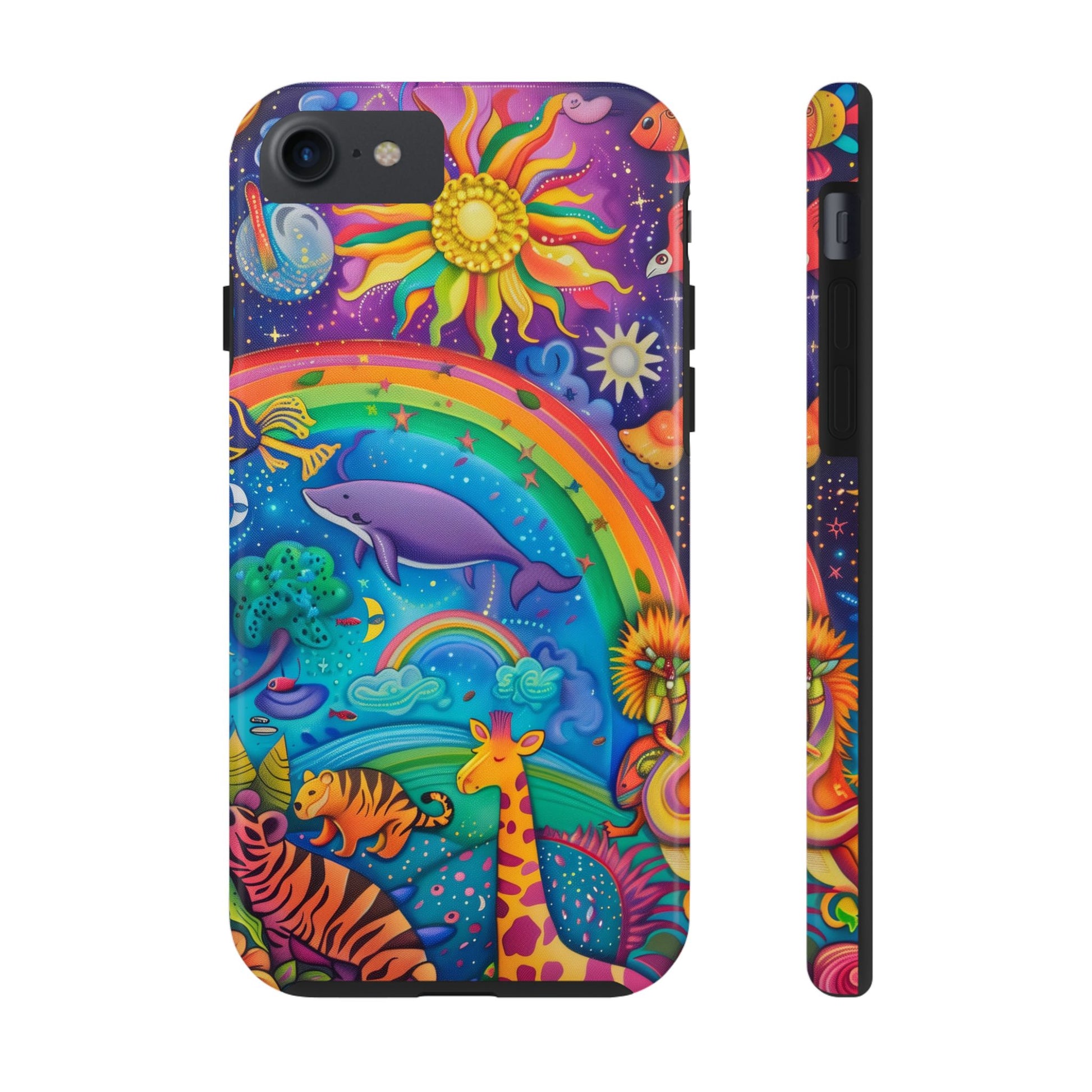 Lisa Frank Inspired Phone Case | Colorful & Whimsical Cover | Rainbow Iphone Case | Whales iphone Case | Colorful Iphone case
