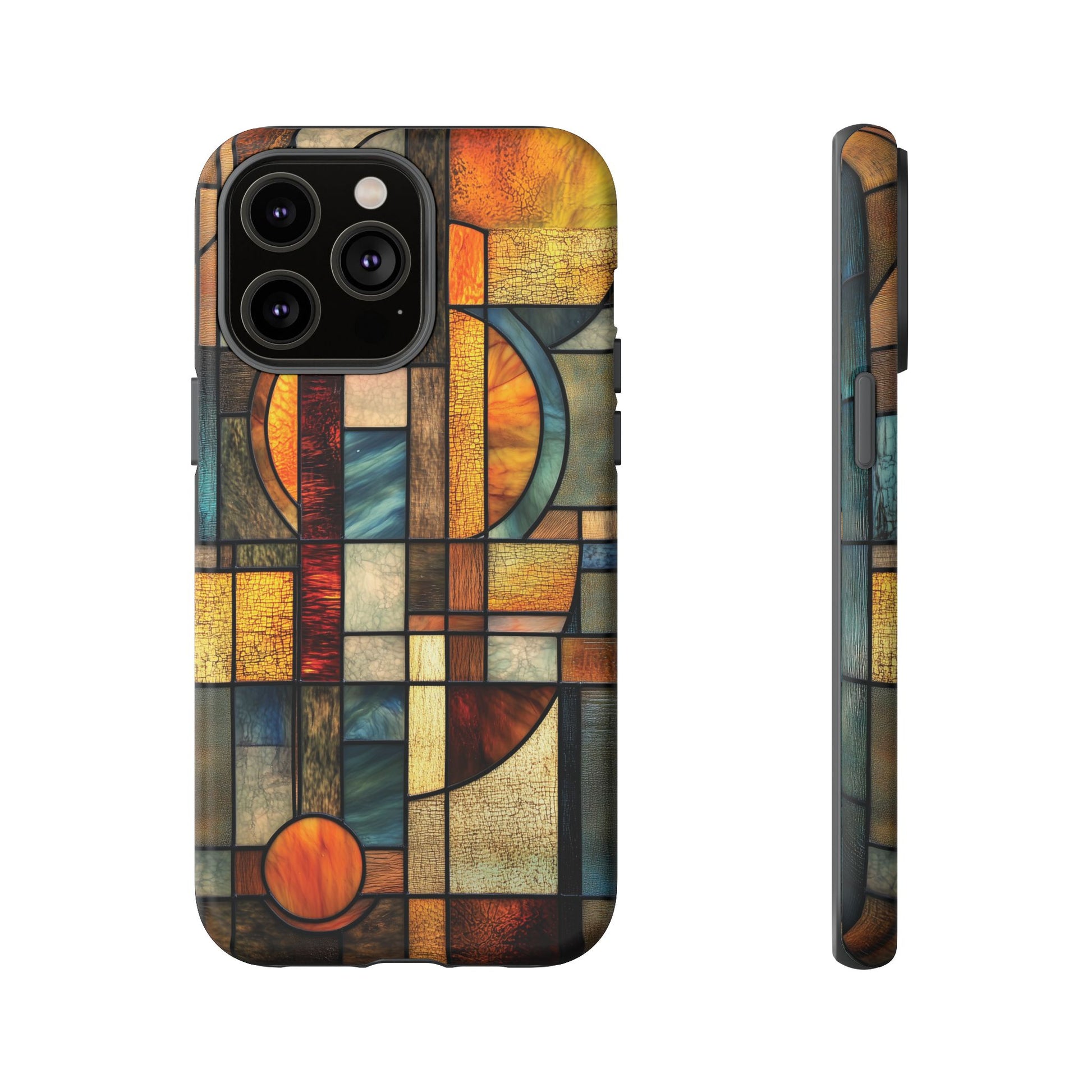 Art Deco Mosaic Stained Glass Phone Case Frank Lloyd Wright Cottage Core Usonian Prairie Style Geometric Stylish  iPhone 14 15 16 Pro