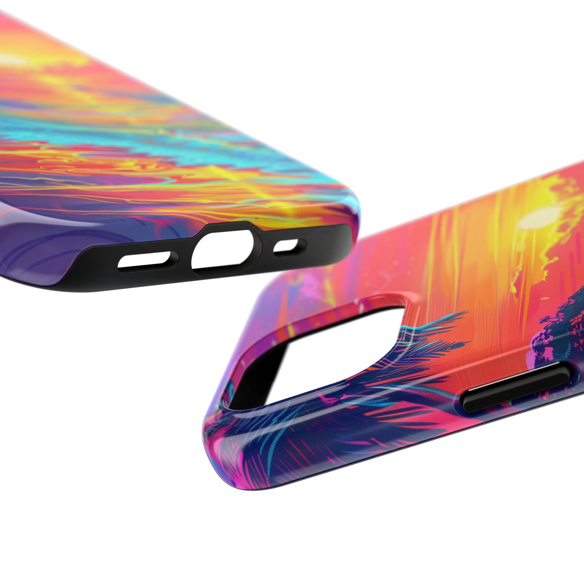 Tough Beach Sunrise Phone Case - Durable Case Lisa Frank Inspired Beach Art - Vibrant Beach Design - Colorful Phone Case for Beach Lovers