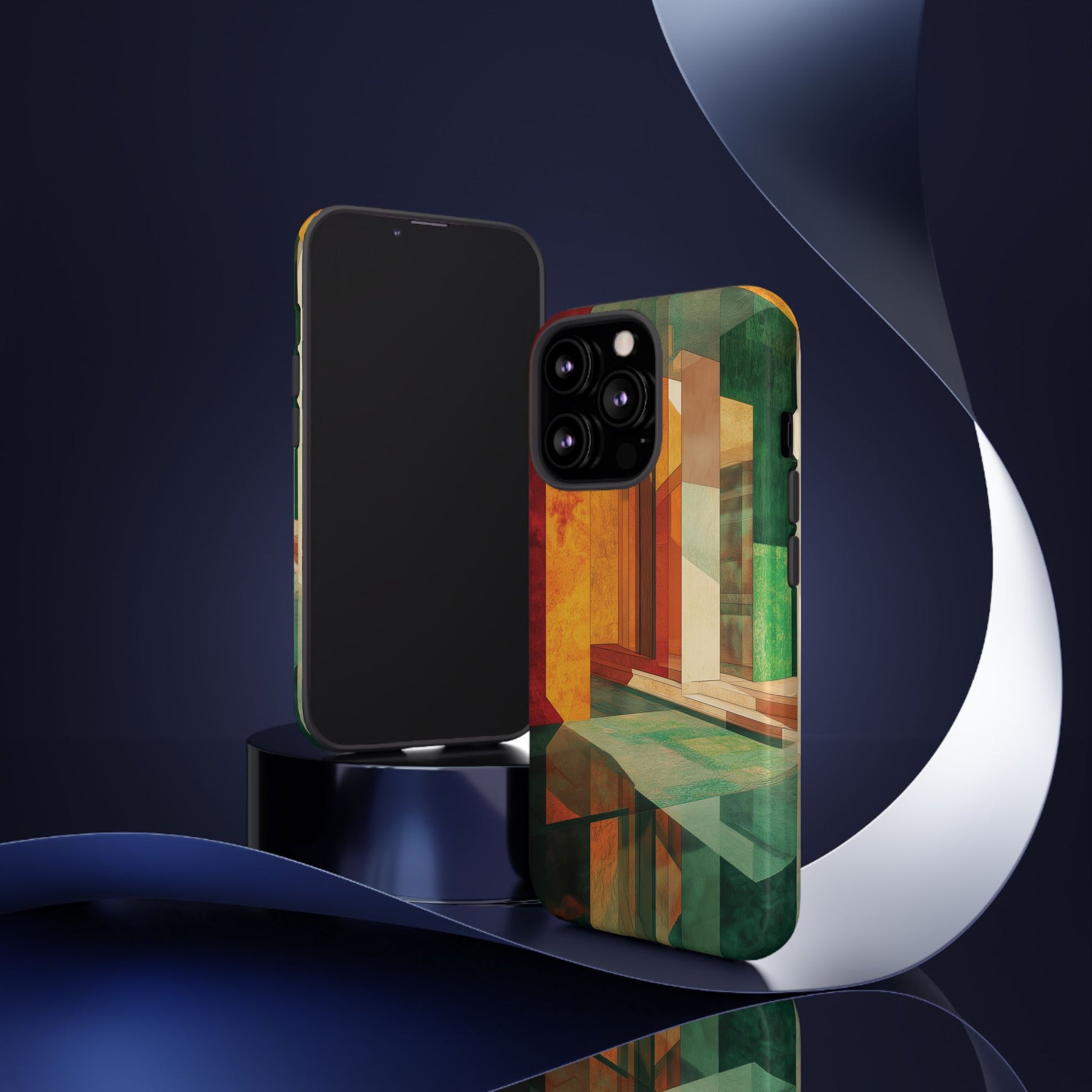 Art Deco Frank Lloyd Wright Inspired Usonian Phone Case Geometric Stained Glass Art Deco Marble Gold 13 14 15 16 iPhone Pro Max Galaxy Pixel