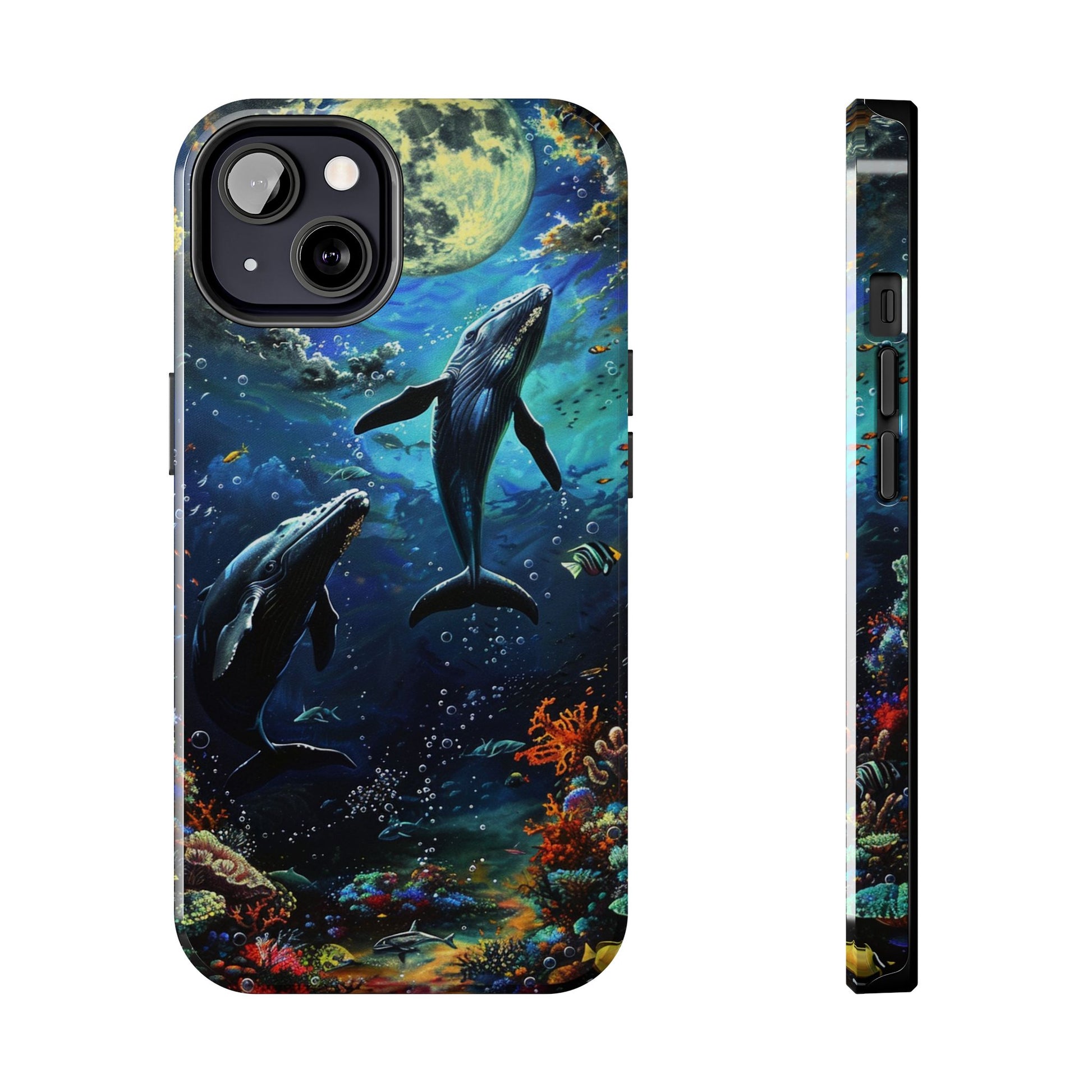 Moonlit Whales Underwater Phone Case - Durable and Stunning Protective Cover
