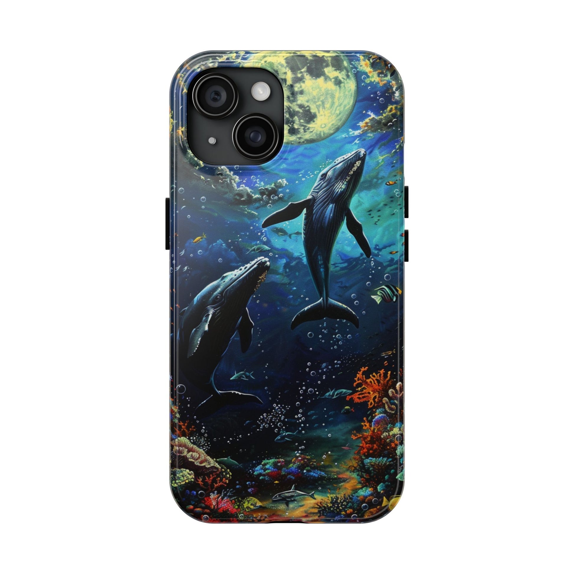 Moonlit Whales Underwater Phone Case - Durable and Stunning Protective Cover
