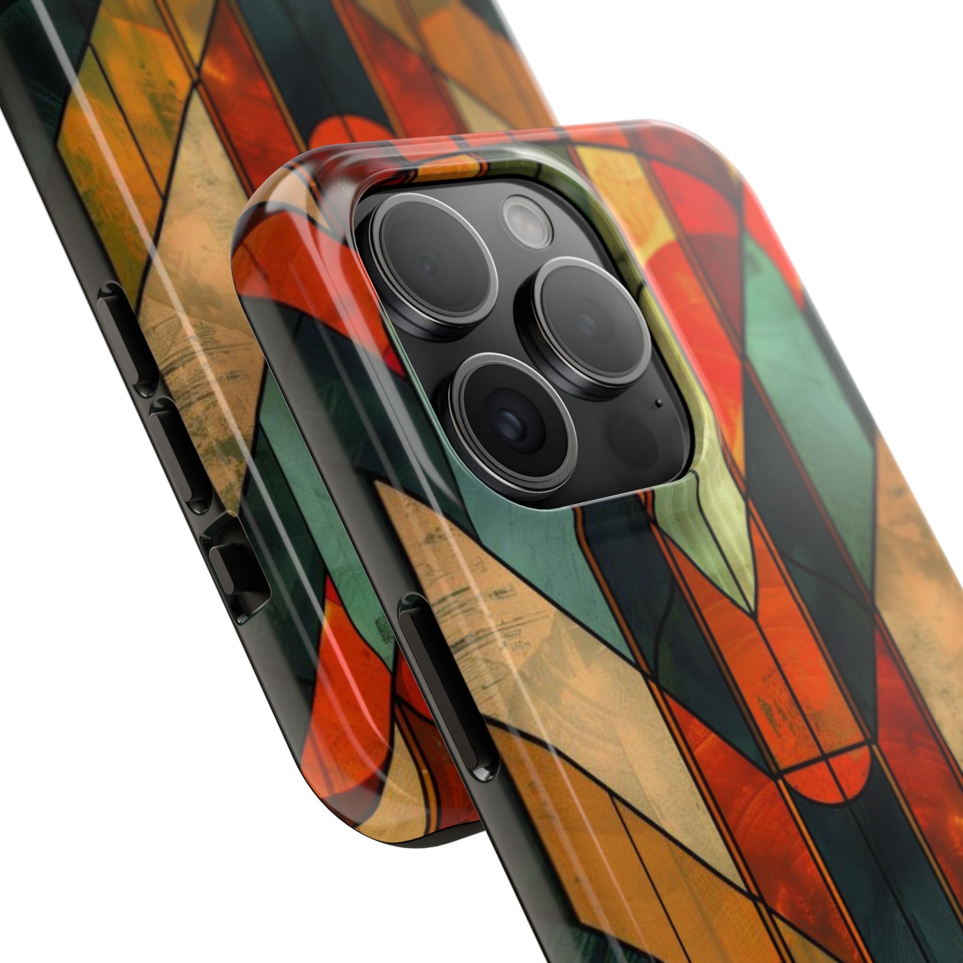 Noir Art Deco Colorful Stained Glass - Durable Dual Layer Iphone Case - Architect Phone Case