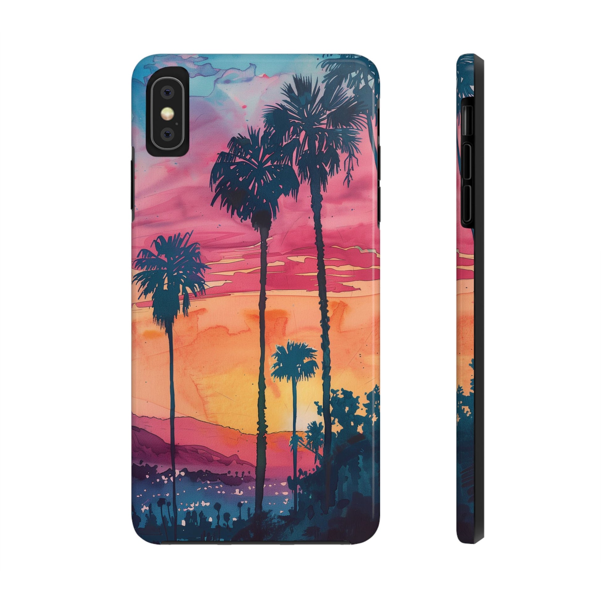Los Angeles Sunset iPhone Case, Golden Hour Scenic View, Hollywood Hills Sunset Phone Case, Palm Trees Phone Case, iphone 15 pro max case