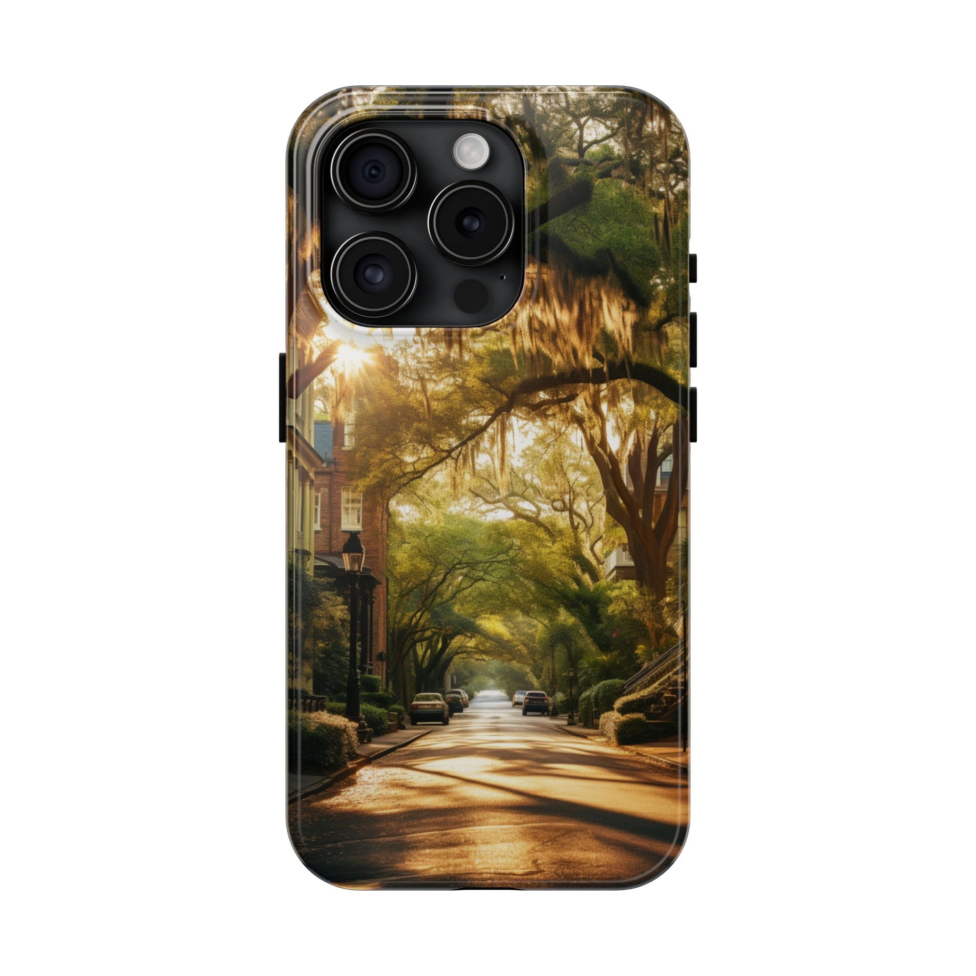 Historic Savannah Georgia Street Scene Phone Case - Unique Protective Cover for iPhone Models, Perfect Souvenir or Gift