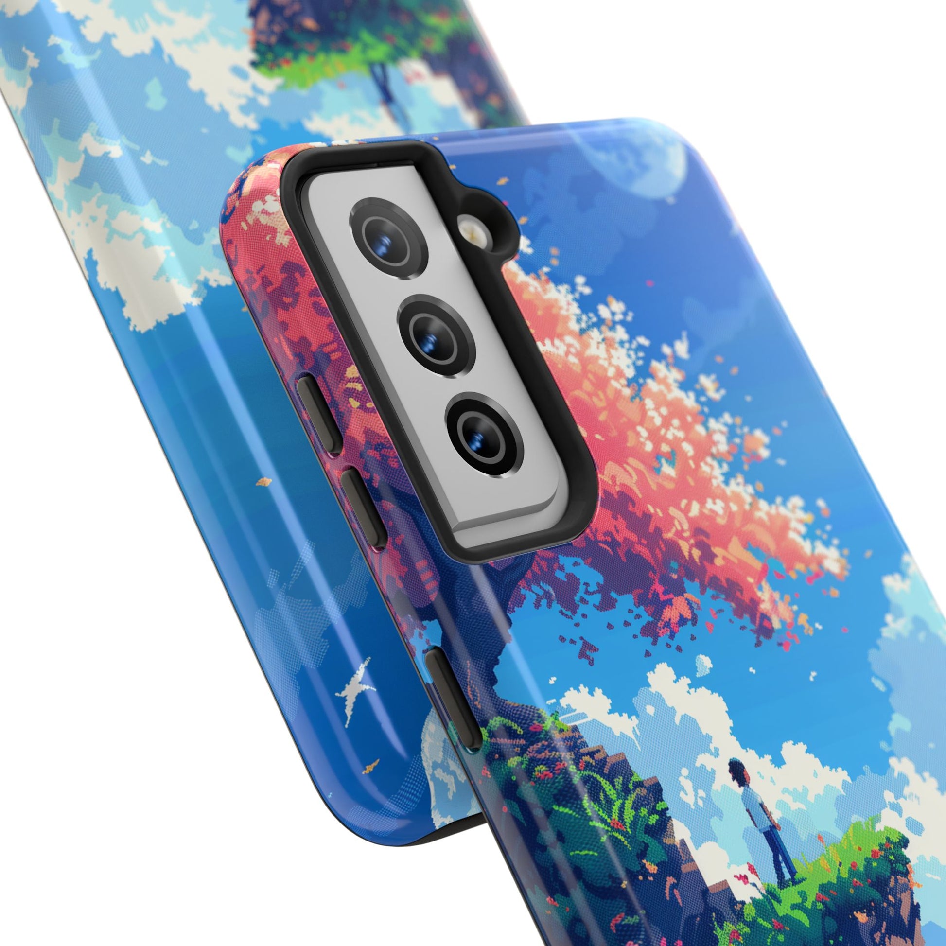 Pixel Art Video Game Landscapes Phone Case, Retro Gaming Pixelated Design, Geeky Gamer Phone Cover, Unique Video Game Art Accessories