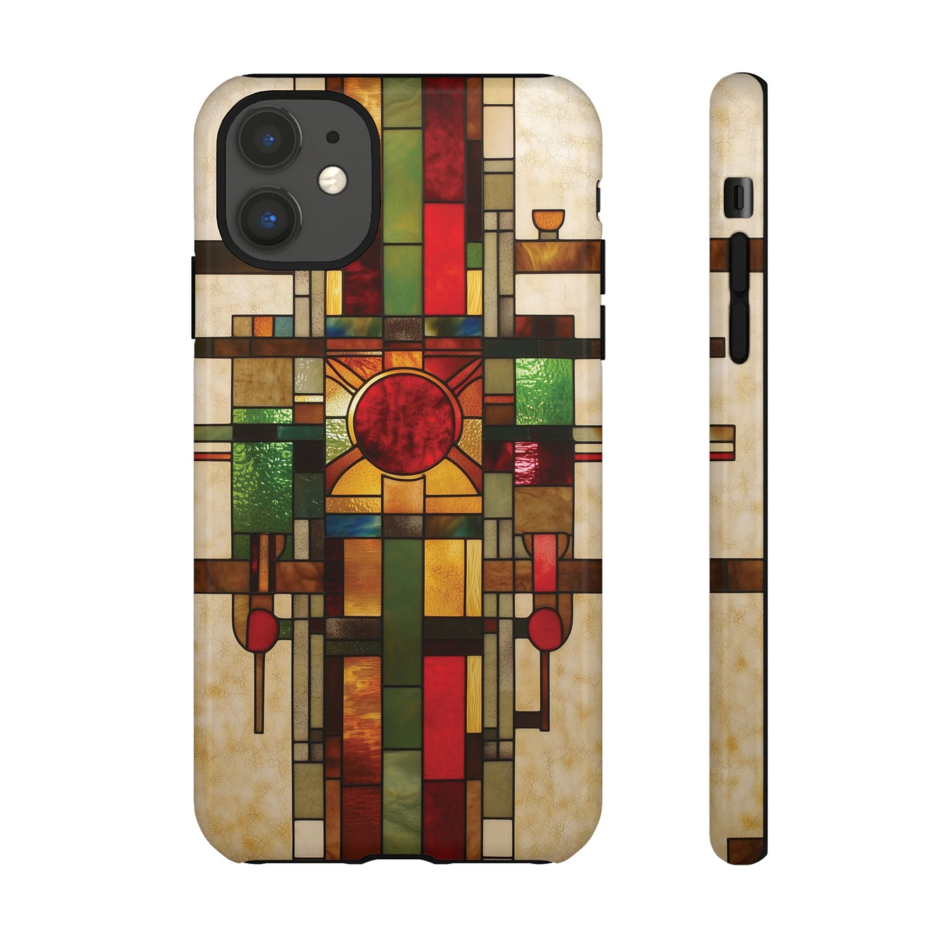 Art Deco Stained Glass Phone Case Frank Lloyd Wright Cottage Core Usonian Prairie Style Geometric Stylish  iPhone 14 15 16 Pro