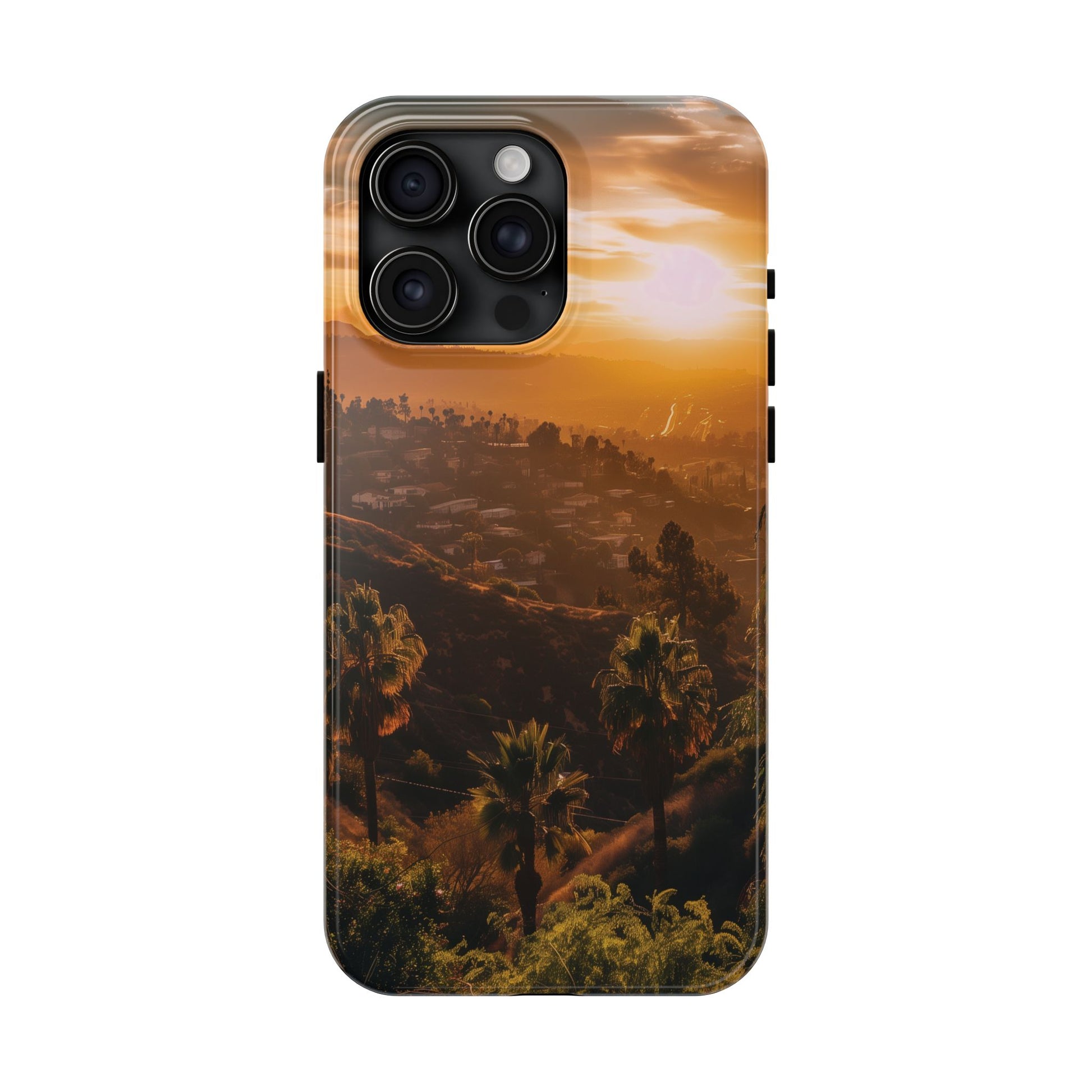 Los Angeles Sunset iPhone Case, Golden Hour Scenic View, Hollywood Hills Sunset Phone Case, Palm Trees Phone Case, iphone 15 pro max case