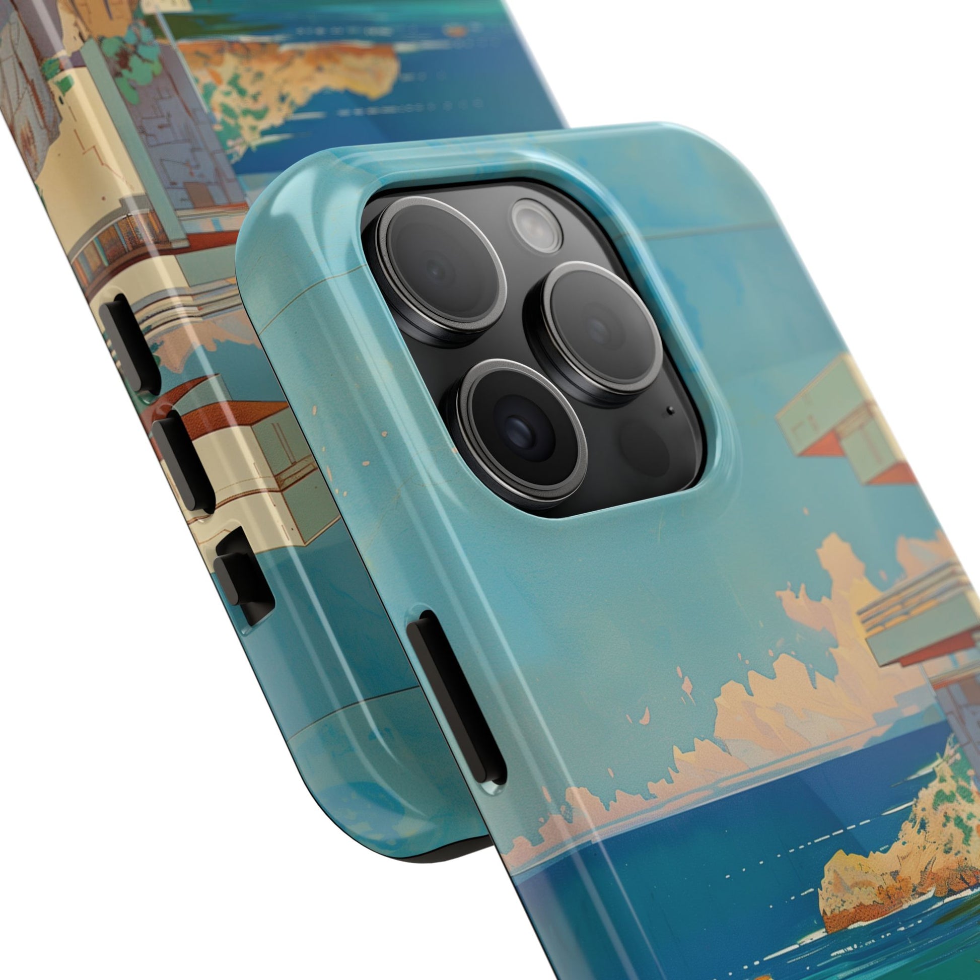 Retro Beach Scene Phone Case, Vintage Tropical Ocean iPhone Case, Summer Beach Phone Cover for iPhone, iphone 15 pro max