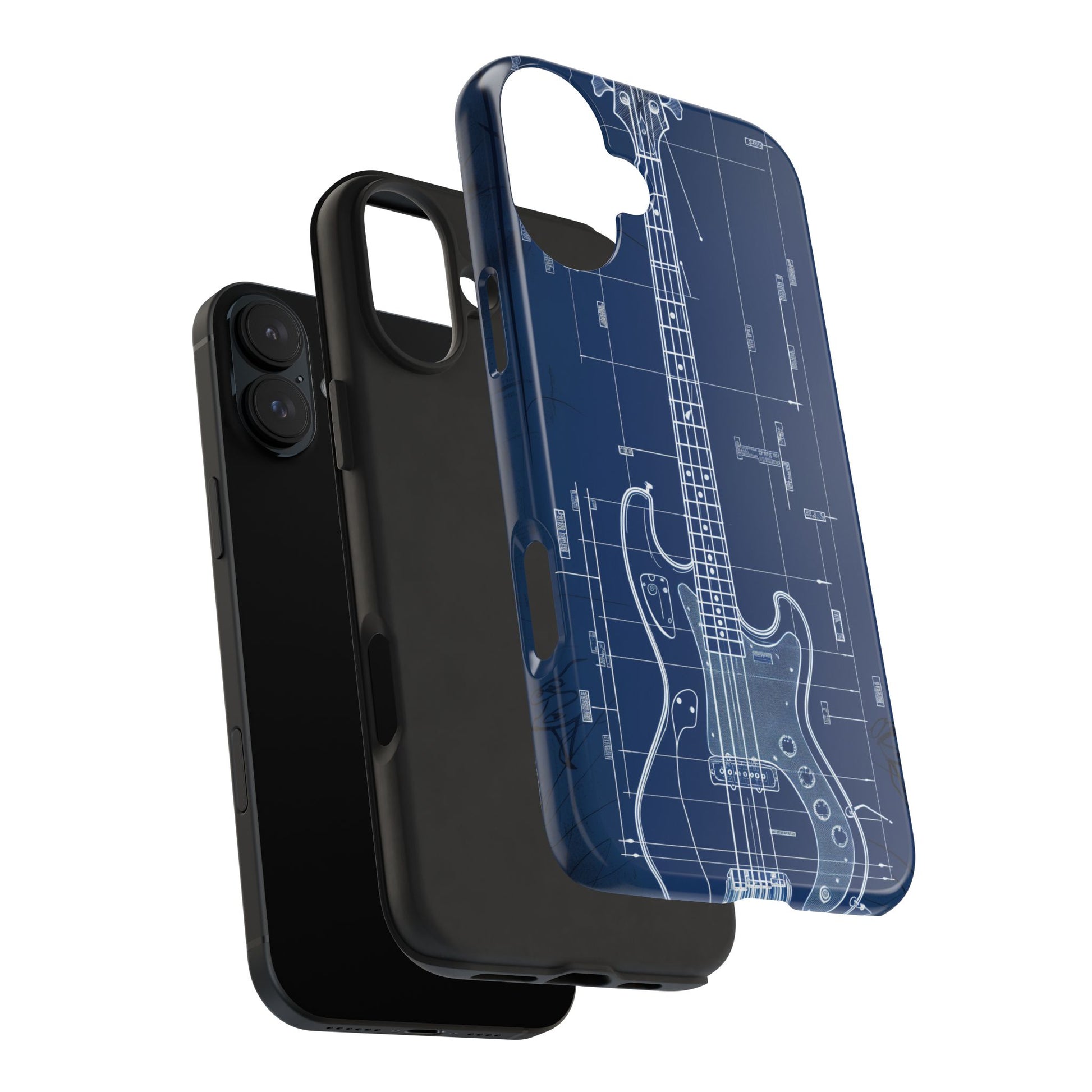 Guitar Phone Case Blueprint Schematic Vintage Custom Design Fender Gibson Rickenbacker Custom Rock Music Phone Accessories Musician Gift