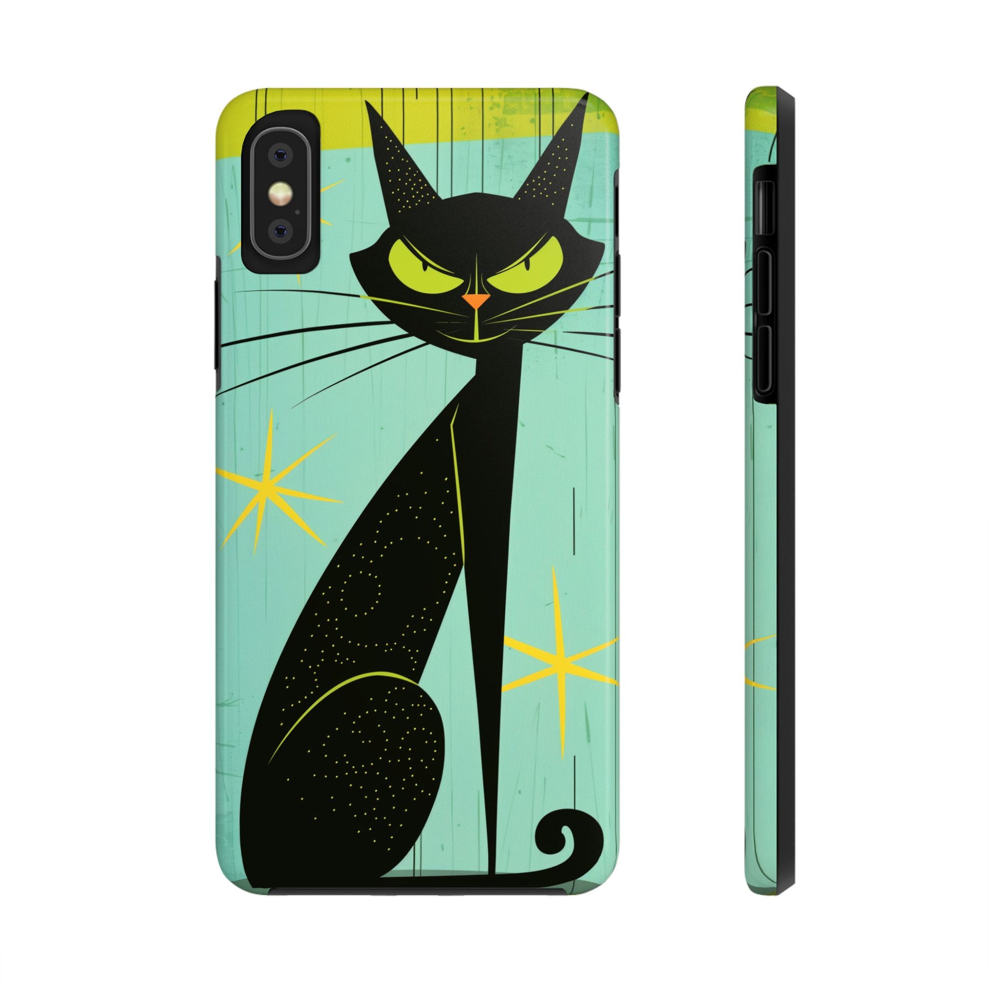 Mid-Century Modern Phone Case, Mid Mod iPhone Case, Atomic Cats iPhone Case, Retro Chic Smartphone Cover, Unique Artistic Phone Accessory