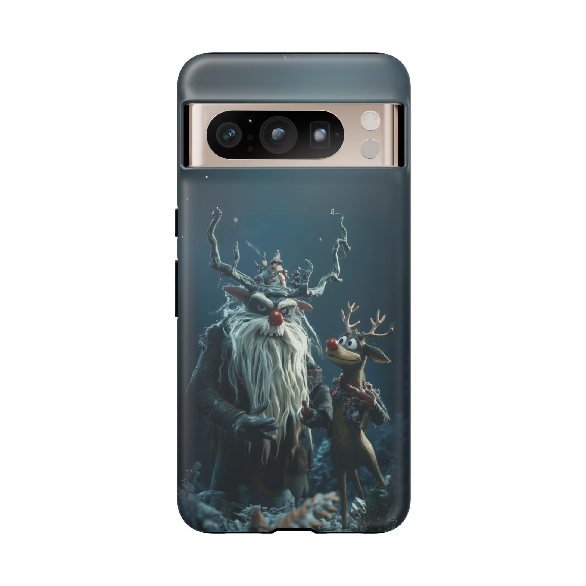 Christmas Rudolph Red Nose Reindeer Krampus Rankin Bass 3D Phone Case Festive Snowflakes iPhone 13 14 15 16 Pro Max Galaxy Pixel