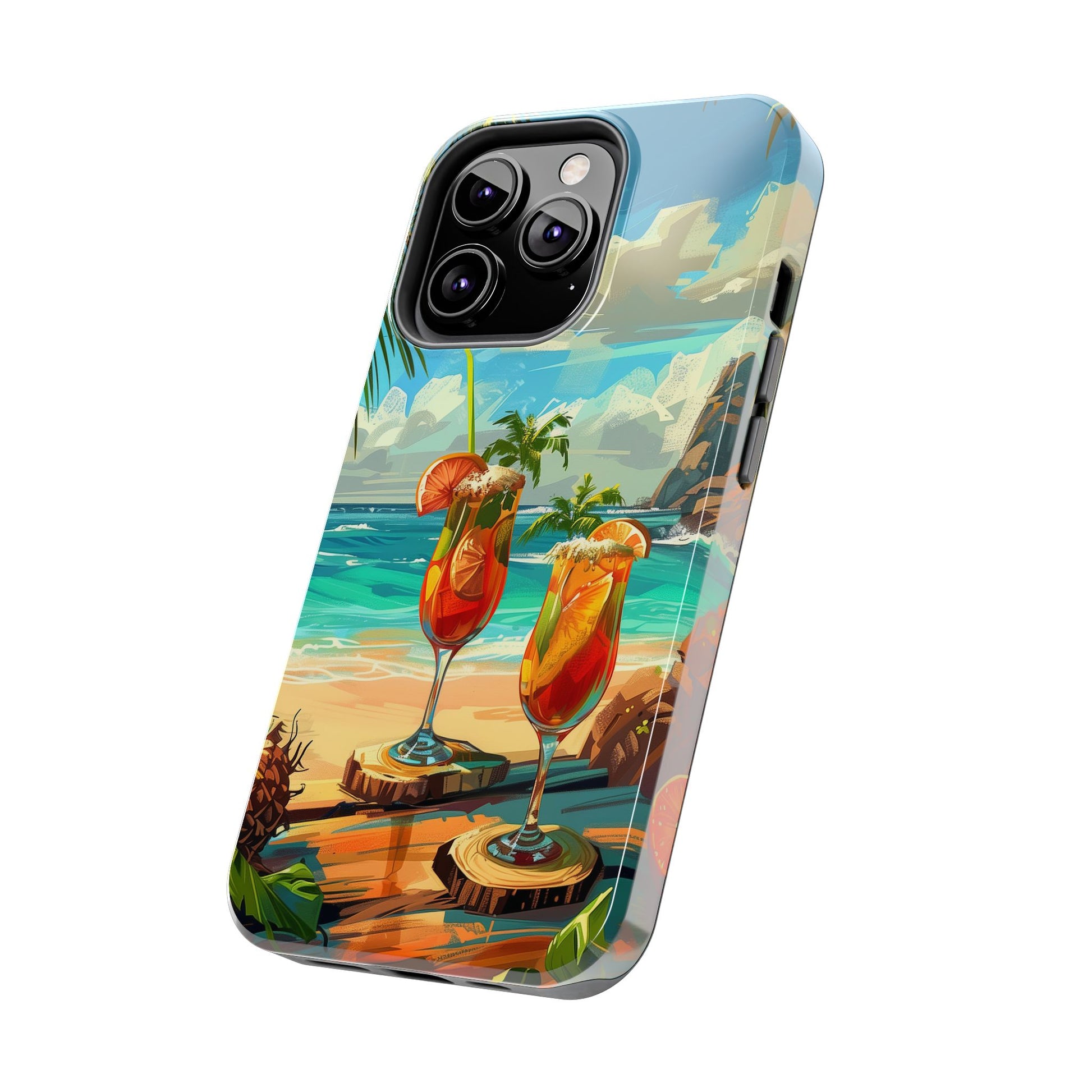 Retro Beach Scene Phone Case, Vintage Tropical Ocean iPhone Case, Summer Beach Phone Cover for iPhone, iphone 15 pro max