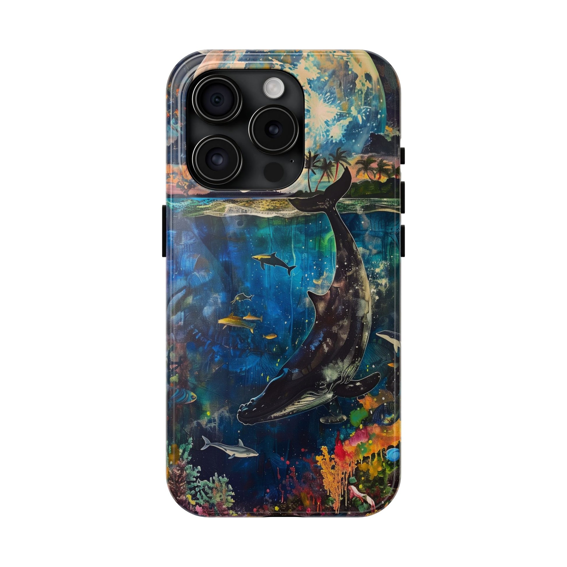 Abstract Moonlit Whale Underwater Phone Case - Durable and Stunning Protective Cover