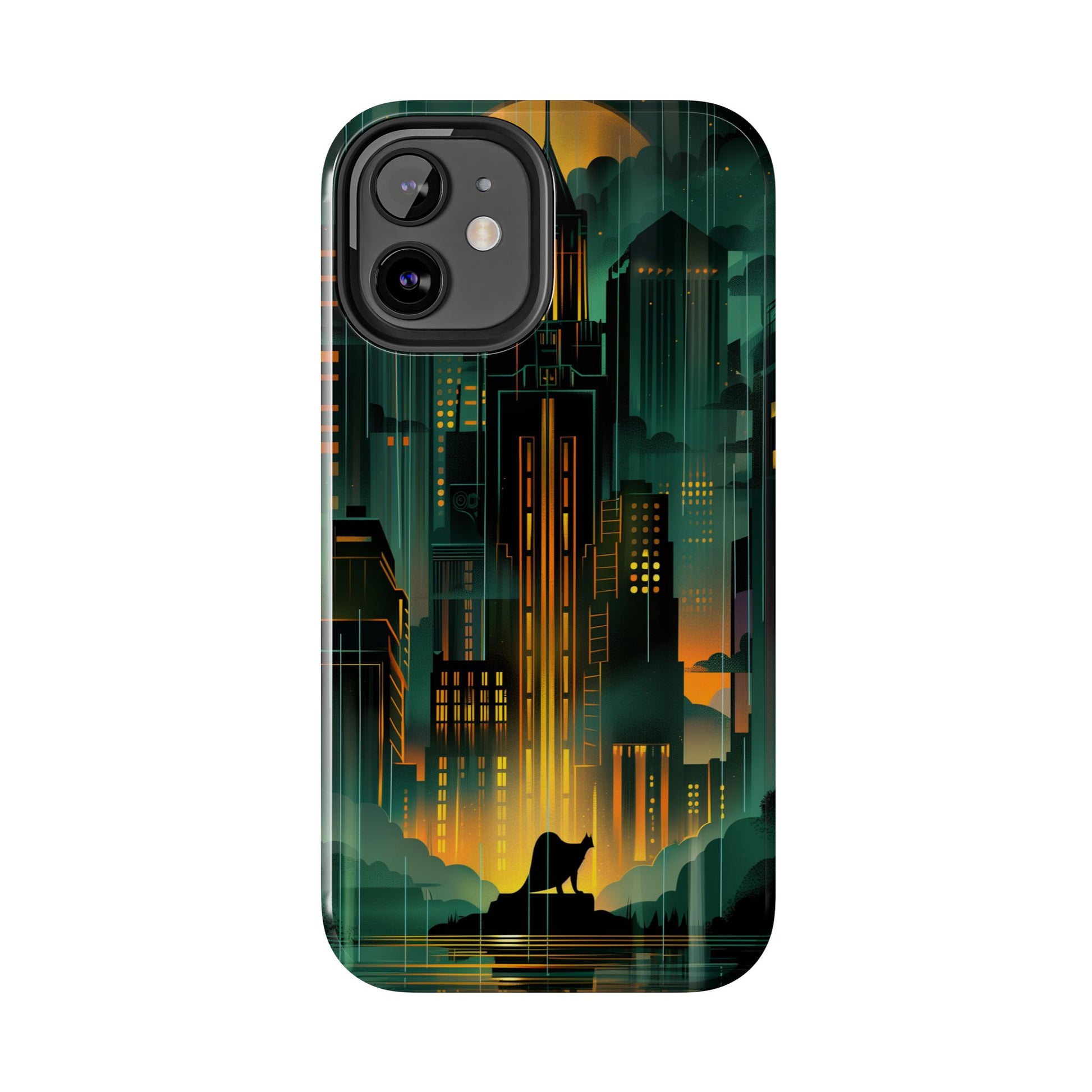 Nighttime Batman Phone Case - Gotham Art Deco Style - Noir Inspired Phone Cover - Dark Knight Accessory