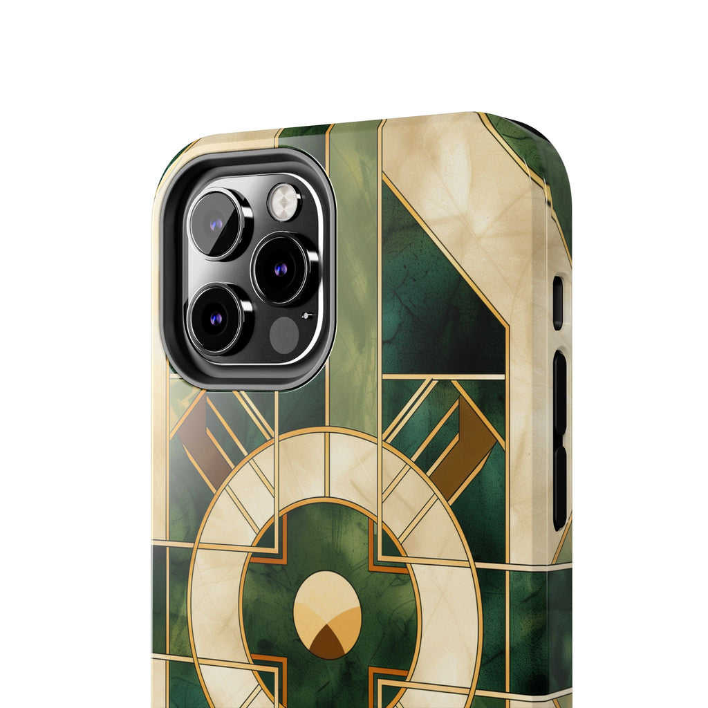 Green Frank Lloyd Wright Inspired Phone Case - Geometric Elegance for iPhone Models