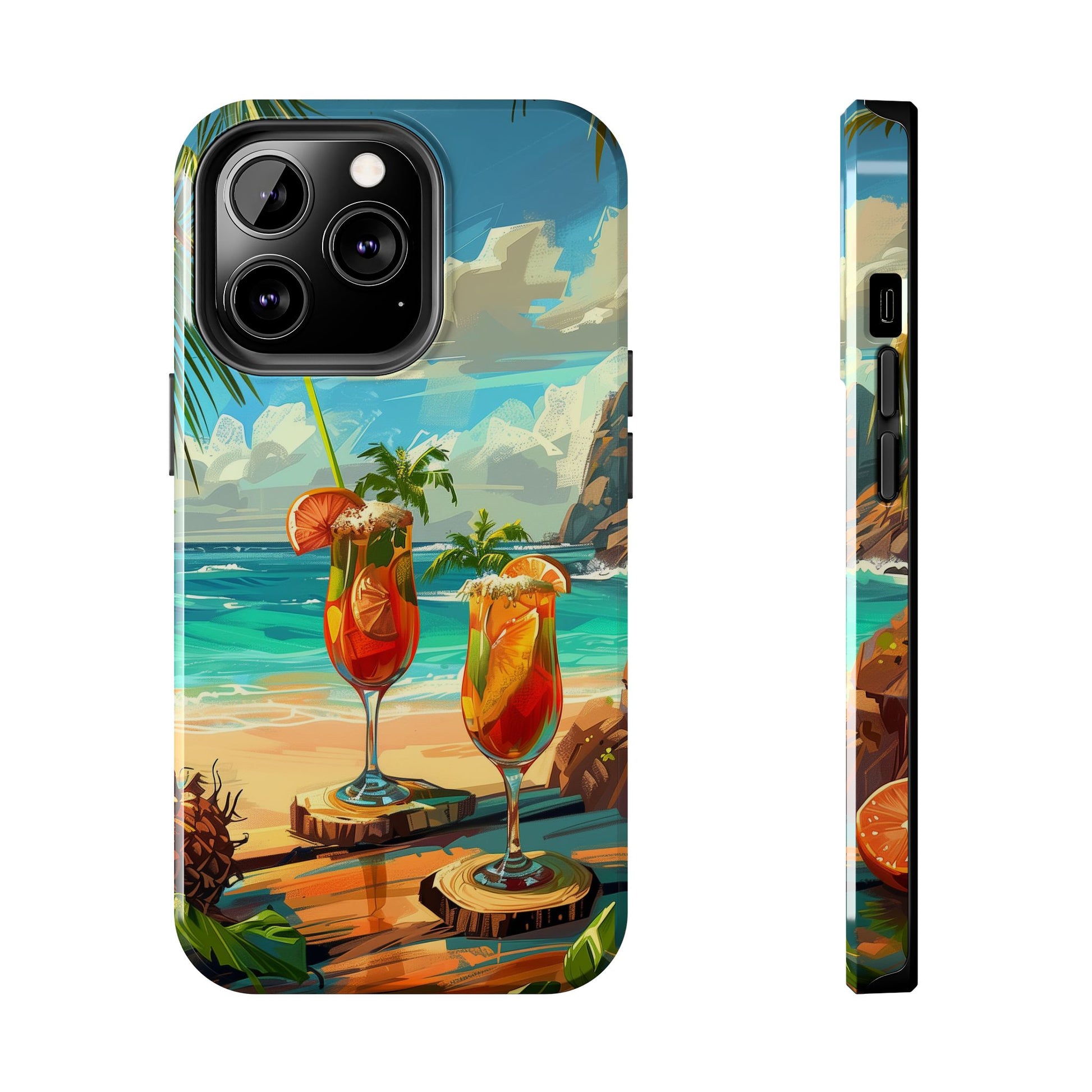 Retro Beach Scene Phone Case, Vintage Tropical Ocean iPhone Case, Summer Beach Phone Cover for iPhone, iphone 15 pro max