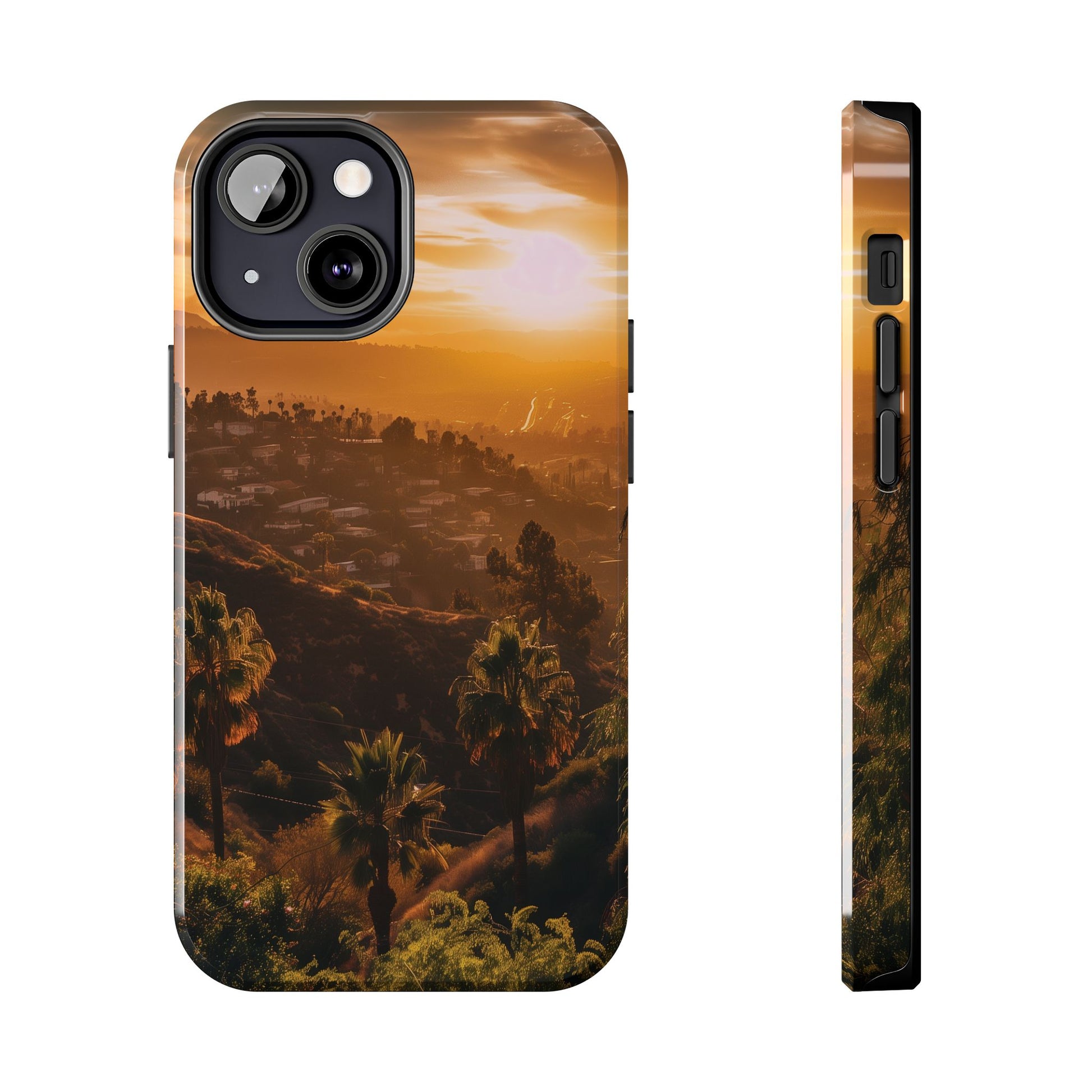 Los Angeles Sunset iPhone Case, Golden Hour Scenic View, Hollywood Hills Sunset Phone Case, Palm Trees Phone Case, iphone 15 pro max case