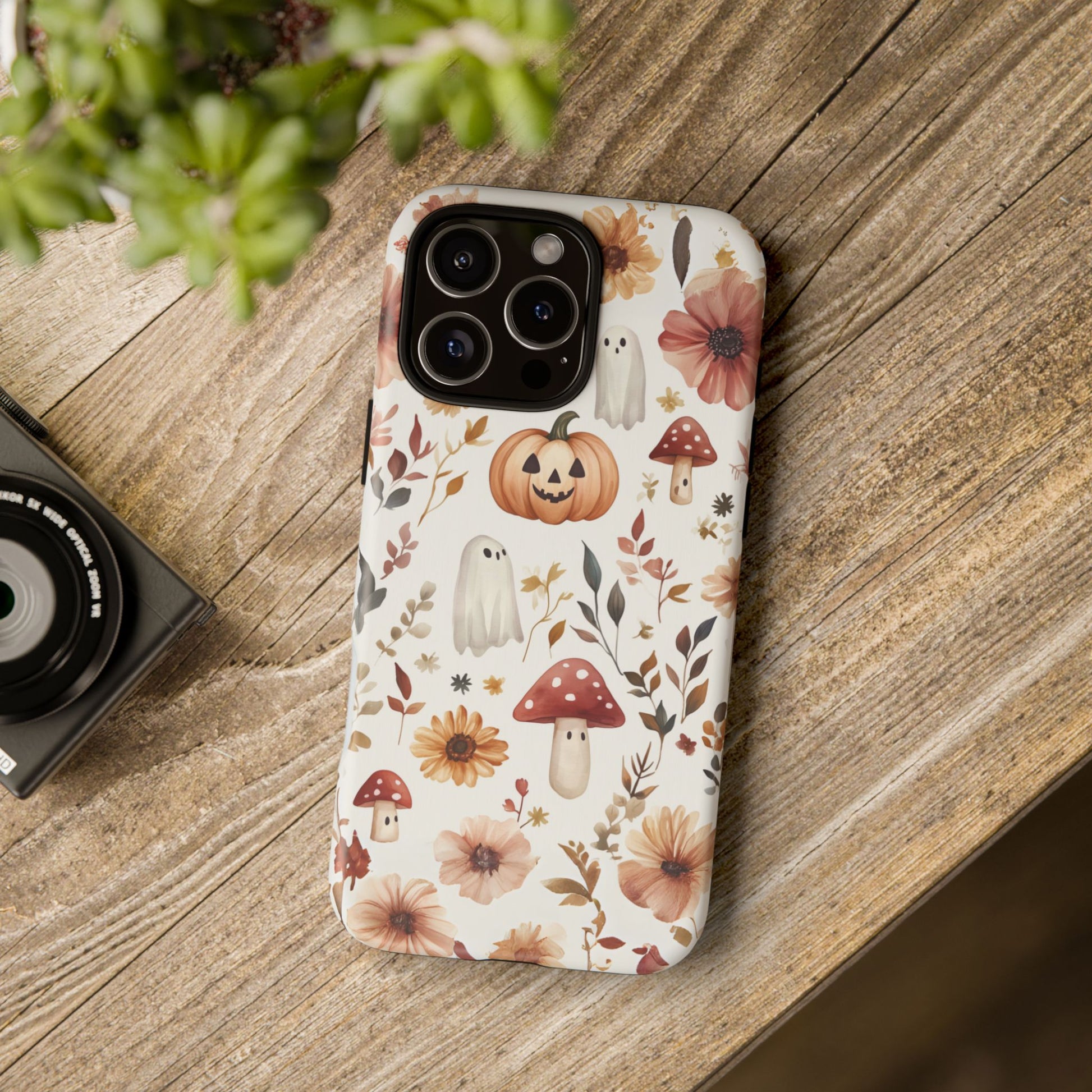 Cottagecore Fall Floral Phone Case for iPhone Samsung Pixel Autumn Pumpkin Tough Case iPhone 16 15 14 13 Pro Max