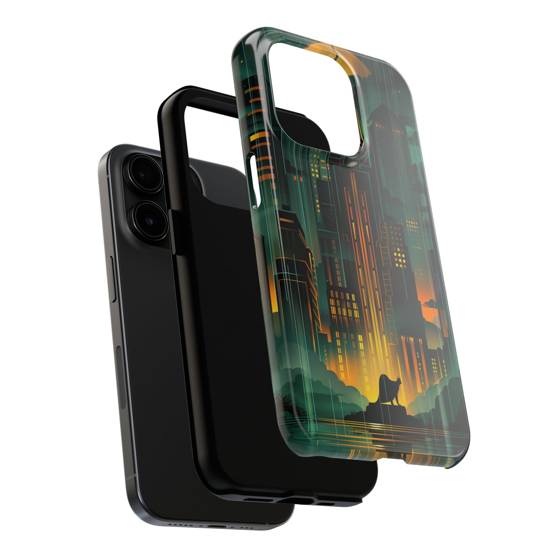 Nighttime Batman Phone Case - Gotham Art Deco Style - Noir Inspired Phone Cover - Dark Knight Accessory