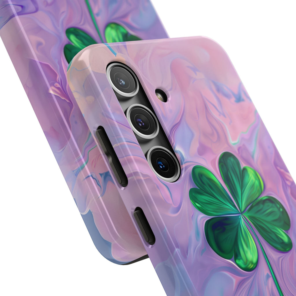 St Patrick's Day Lucky Phone Case Four Leaf Clover Durable Phone Case Good Luck Charm Protective iPhone 13 14 15 16 Pro Max Plus Galaxy