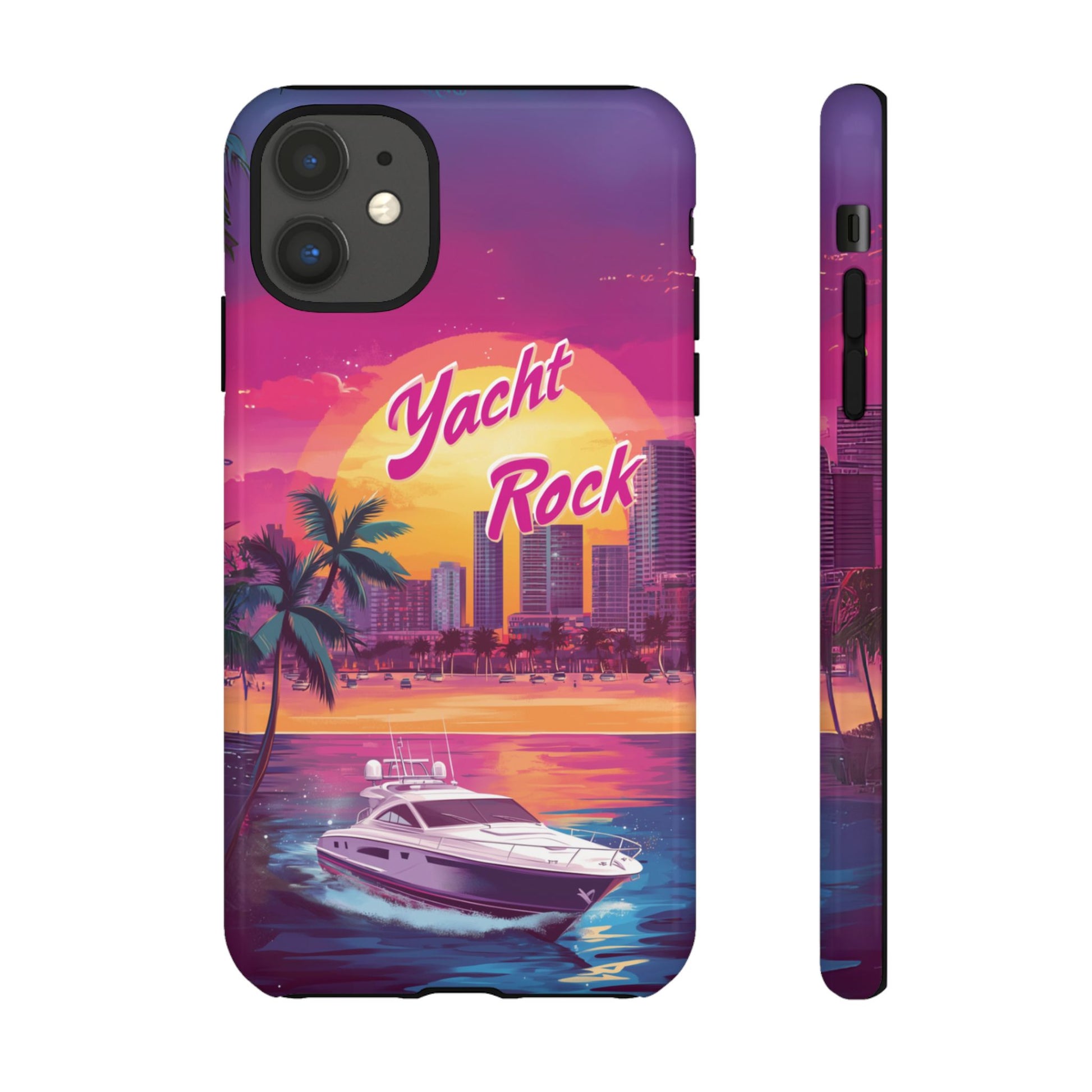 Custom Yacht Rock Phone Case iPhone 13 14 15 16 Pro Max Sunset Cruise Harbor Miami Vice Yacht Rock Gift Boating Captain South Beach Surfing