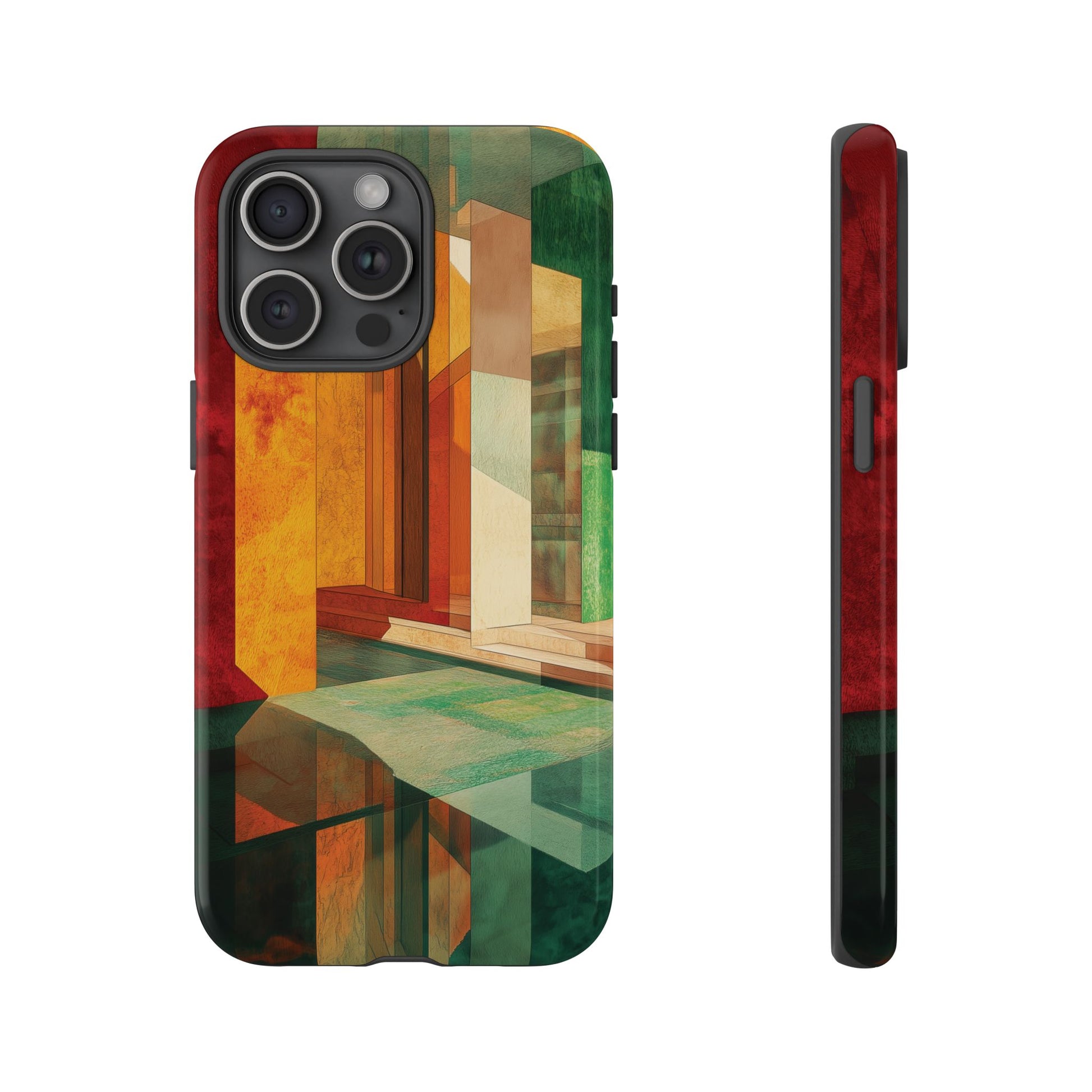 Art Deco Frank Lloyd Wright Inspired Usonian Phone Case Geometric Stained Glass Art Deco Marble Gold 13 14 15 16 iPhone Pro Max Galaxy Pixel