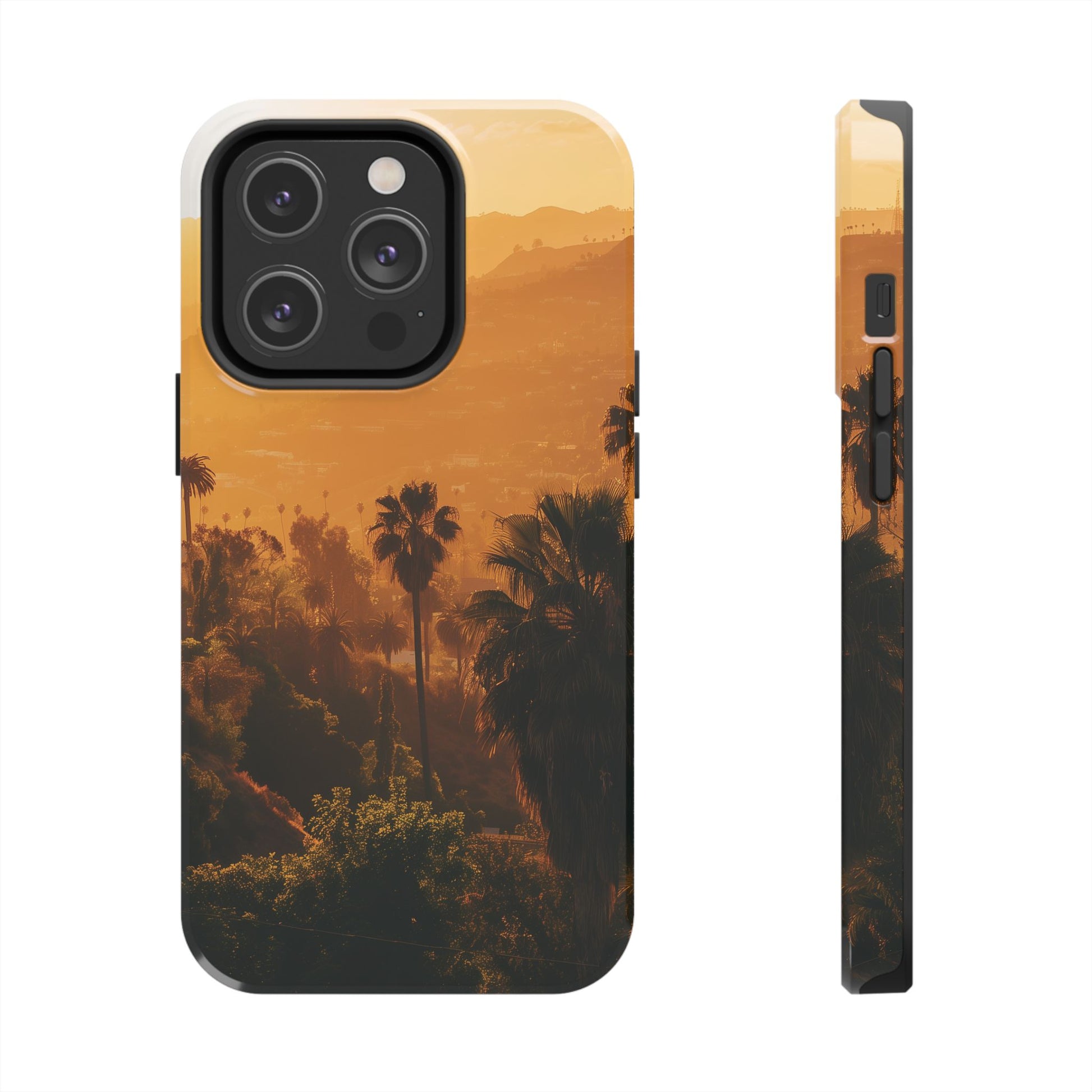 Los Angeles Sunset iPhone Case, Golden Hour Scenic View, Hollywood Hills Sunset Phone Case, Palm Trees Phone Case, iphone 15 pro max case