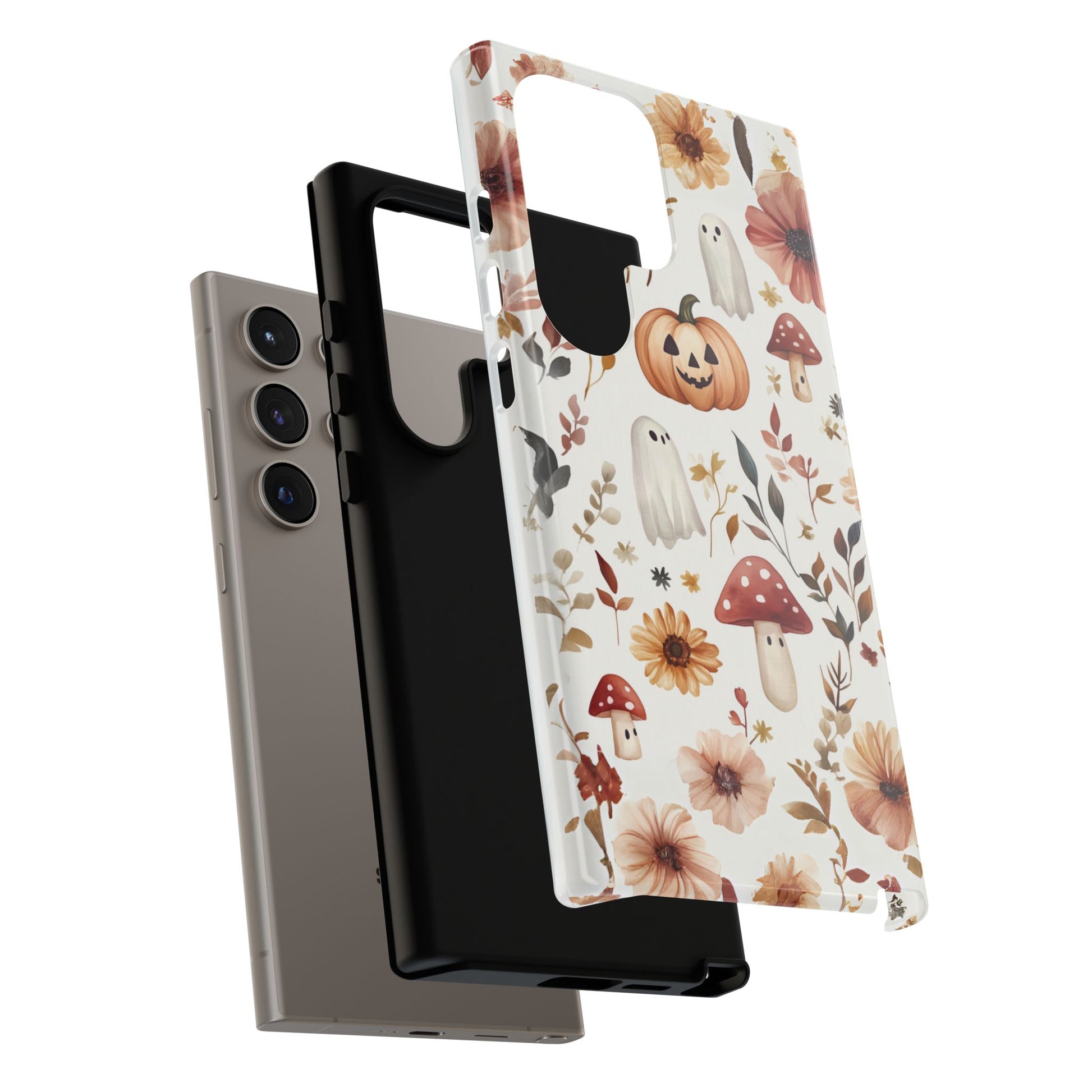 Cottagecore Fall Floral Phone Case for iPhone Samsung Pixel Autumn Pumpkin Tough Case iPhone 16 15 14 13 Pro Max