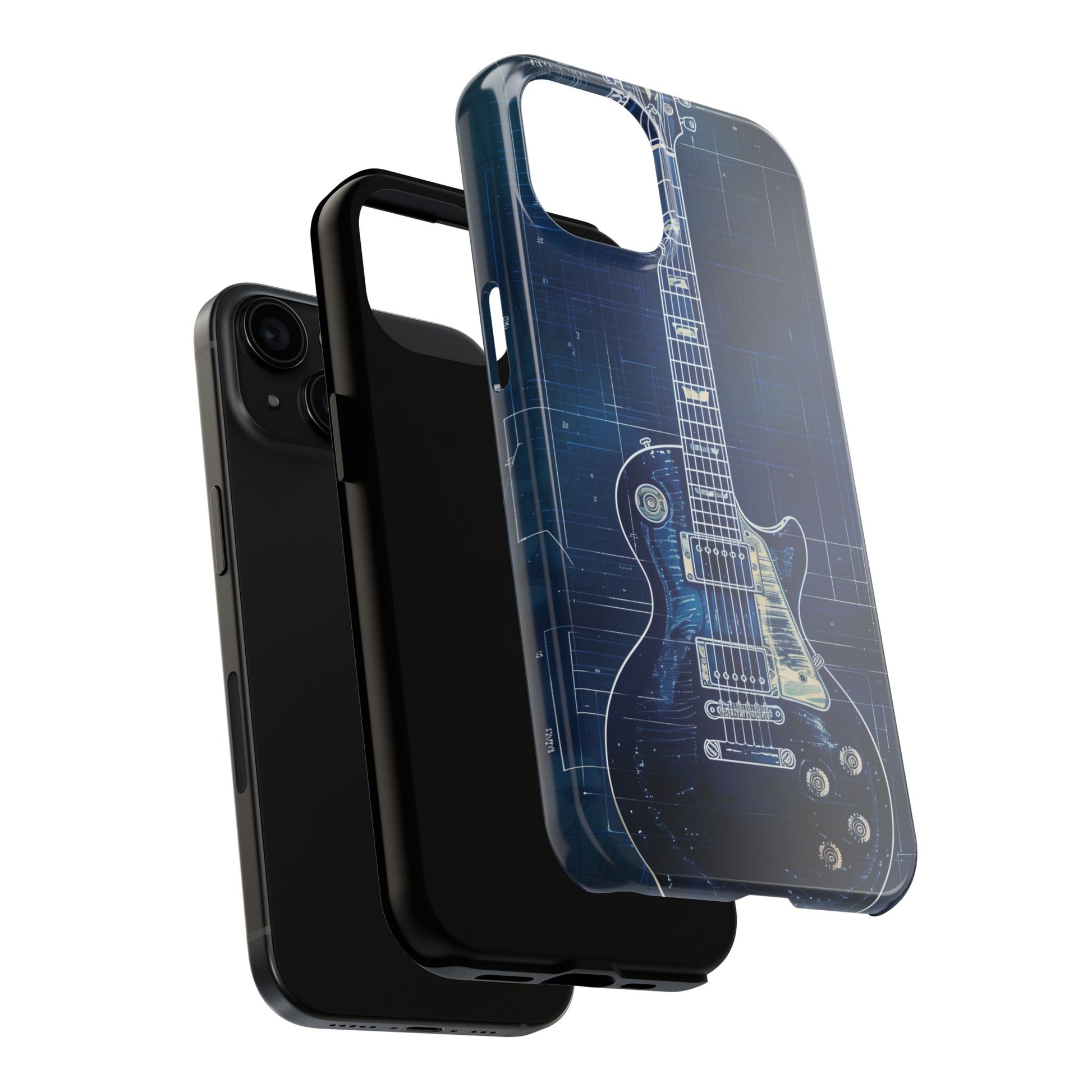 Guitar Phone Case, Guitar Blueprint iPhone Cover, Vintage Guitar Design, Custom iPhone Covers, Rock Music Phone Accessories, Musician Gift