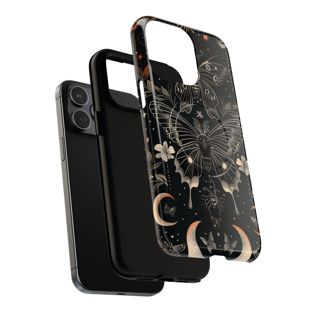 Celestial Dark Academia Phone Case Magical Moth Vintage Witchcraft Cover Esoteric Nature Art iPhone 14 15 Pro Max