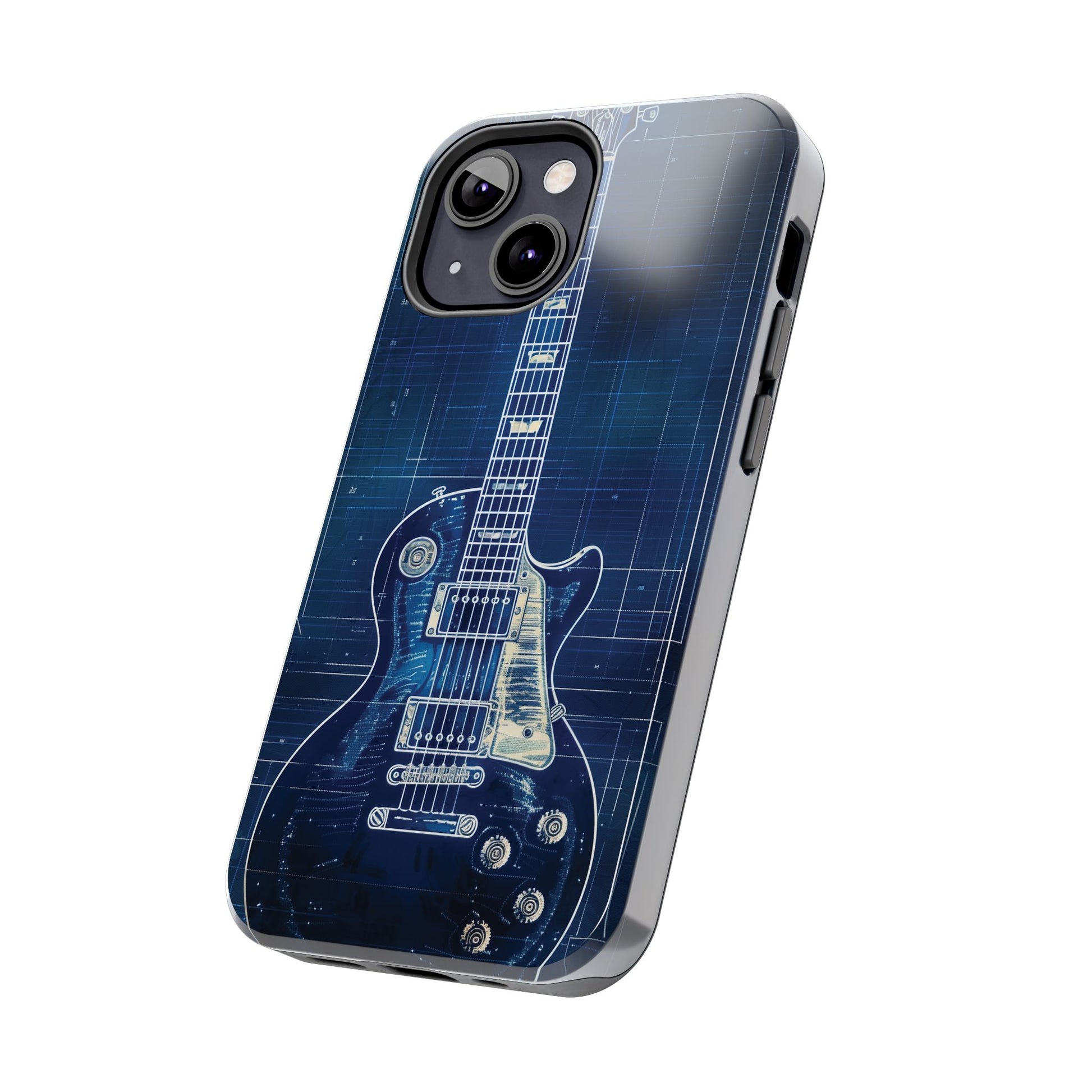 Guitar Phone Case, Guitar Blueprint iPhone Cover, Vintage Guitar Design, Custom iPhone Covers, Rock Music Phone Accessories, Musician Gift