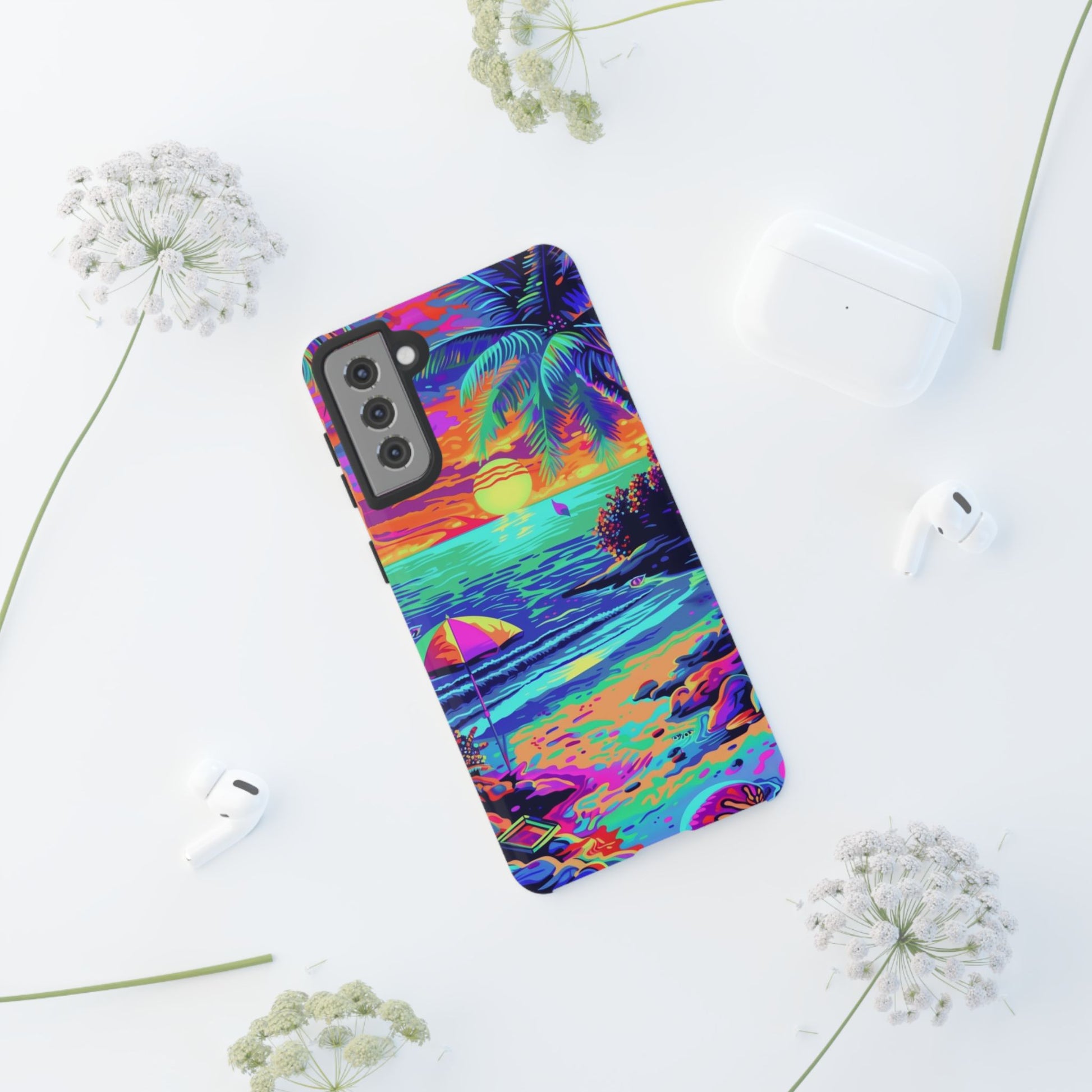 Beach Bliss: Durable Android Phone Case with Lisa Frank Style