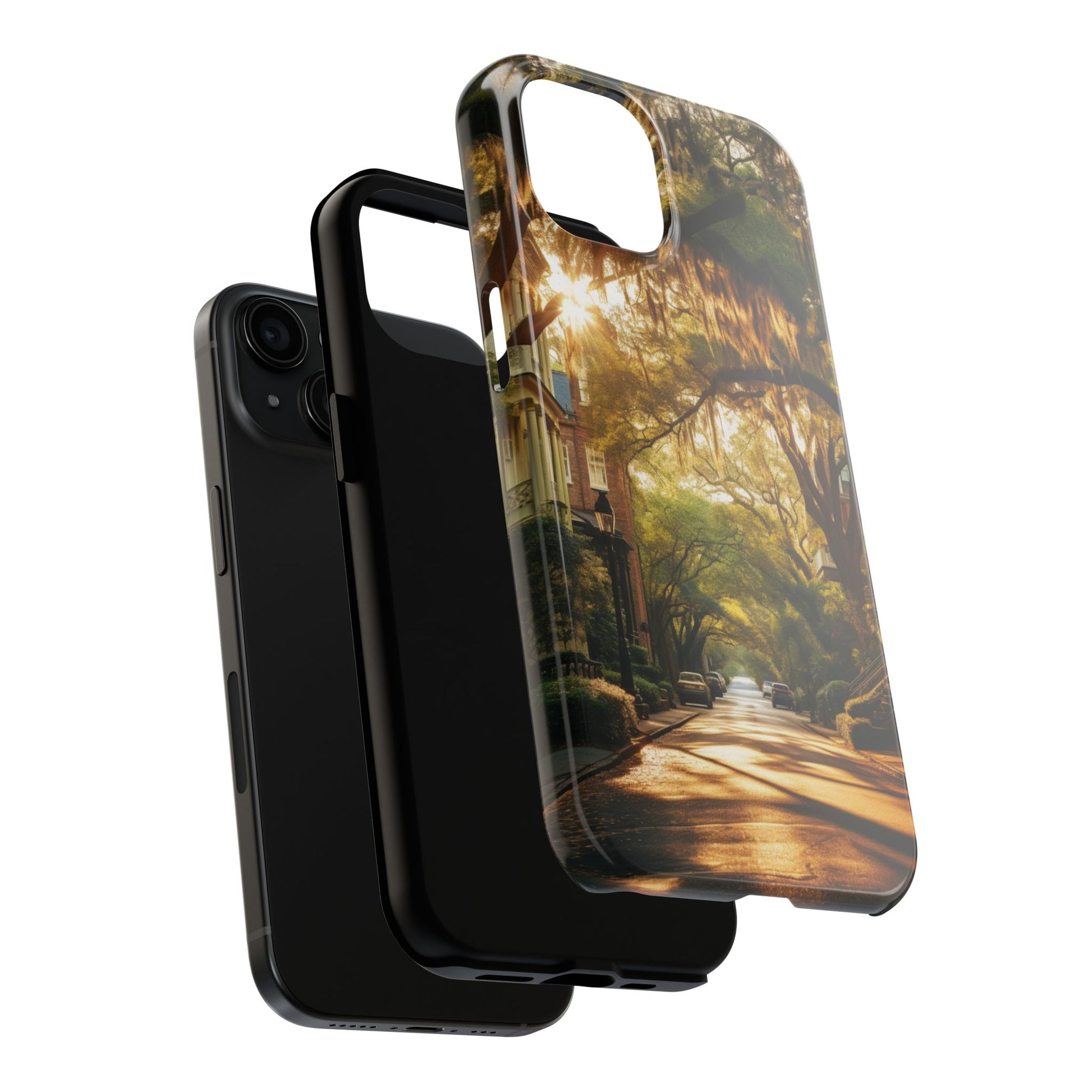 Historic Savannah Georgia Street Scene Phone Case - Unique Protective Cover for iPhone Models, Perfect Souvenir or Gift