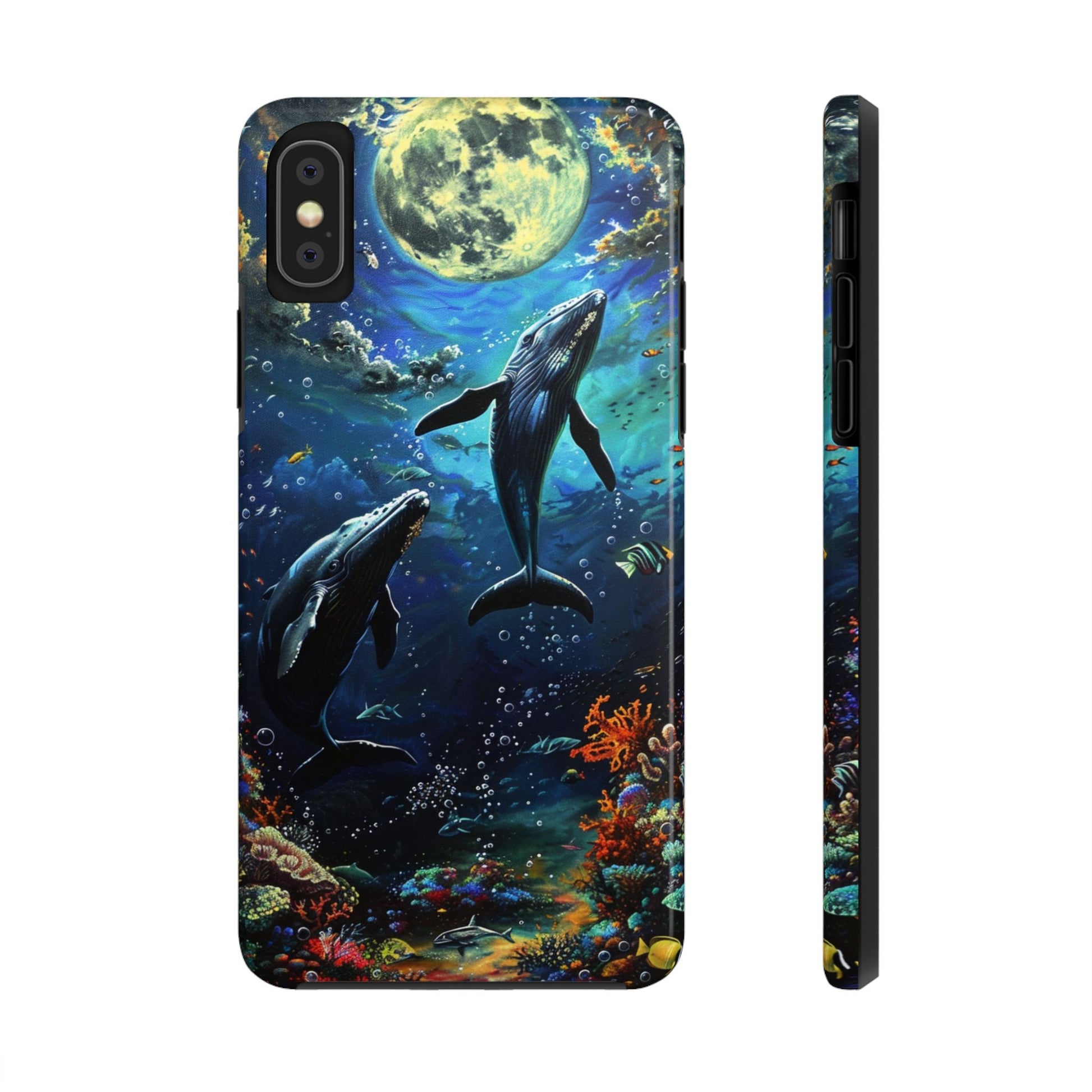 Moonlit Whales Underwater Phone Case - Durable and Stunning Protective Cover