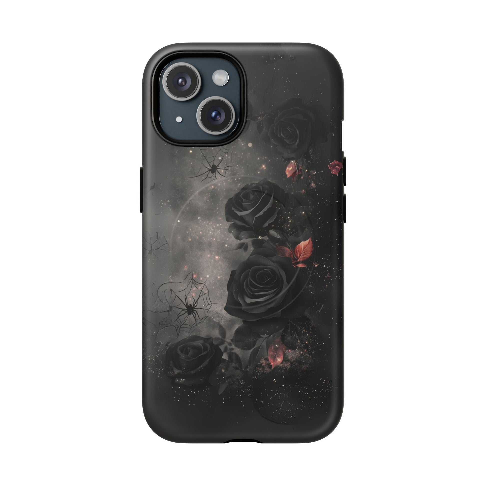Magsafe Gothic Floral Phone Case Dark Academia Black Roses Spider Webs Butterflies Witchcraft Night Sky iPhone 14 15 Pro Max