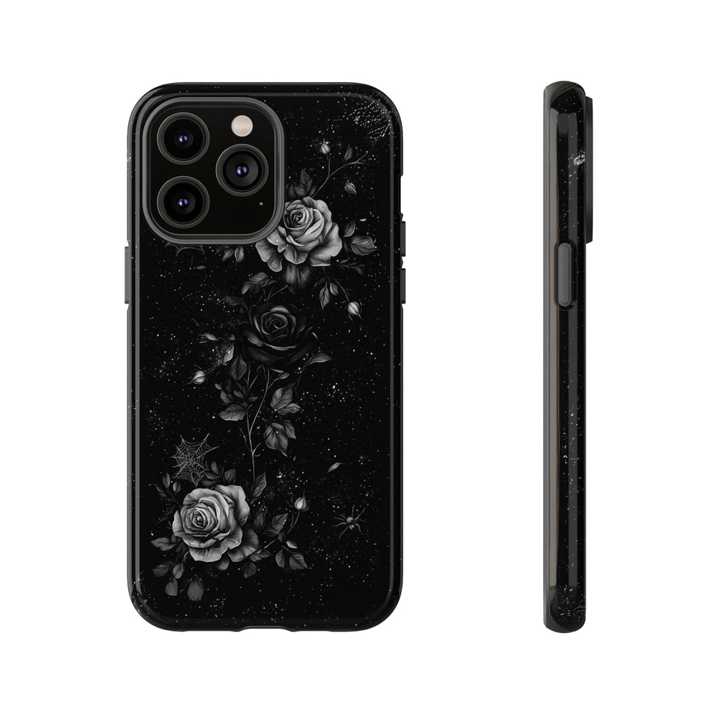 Gothic Floral Phone Case Dark Academia Black Roses Spider Webs Space Witchcraft Night Sky iPhone 13 14 15 16 Pro Max Galaxy Pixel