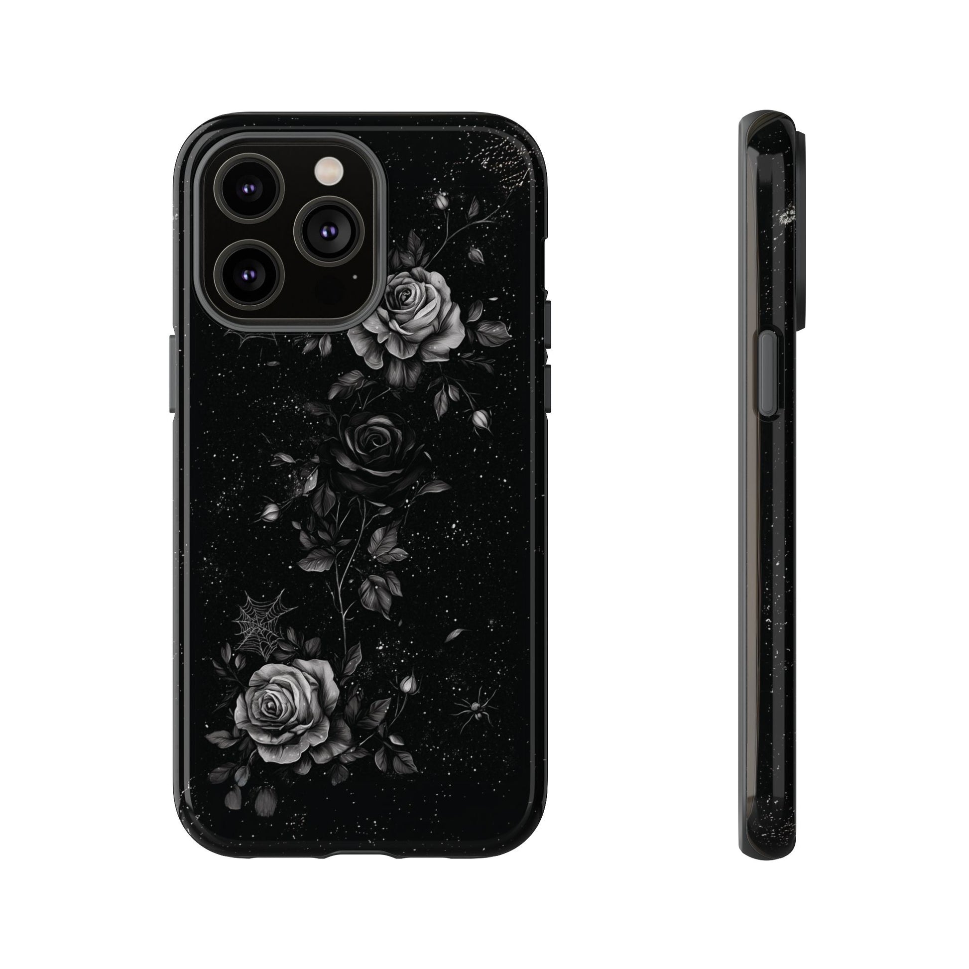 Gothic Floral Phone Case Dark Academia Black Roses Spider Webs Space Witchcraft Night Sky iPhone 13 14 15 16 Pro Max Galaxy Pixel