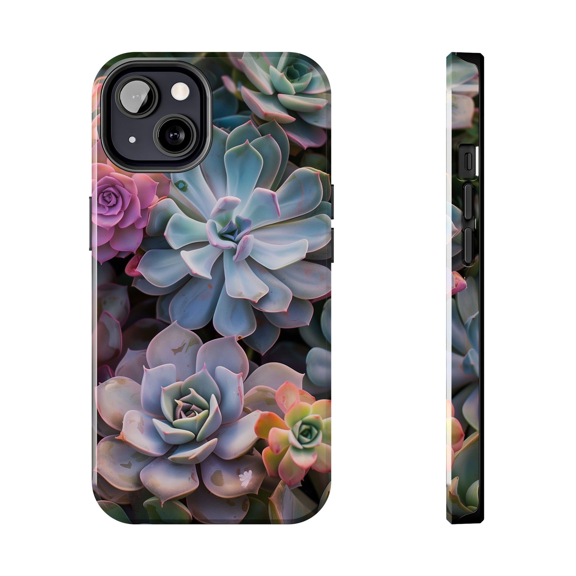 Pastel Succulent Flower Design Durable Phone Case - Tough Protection for iPhones