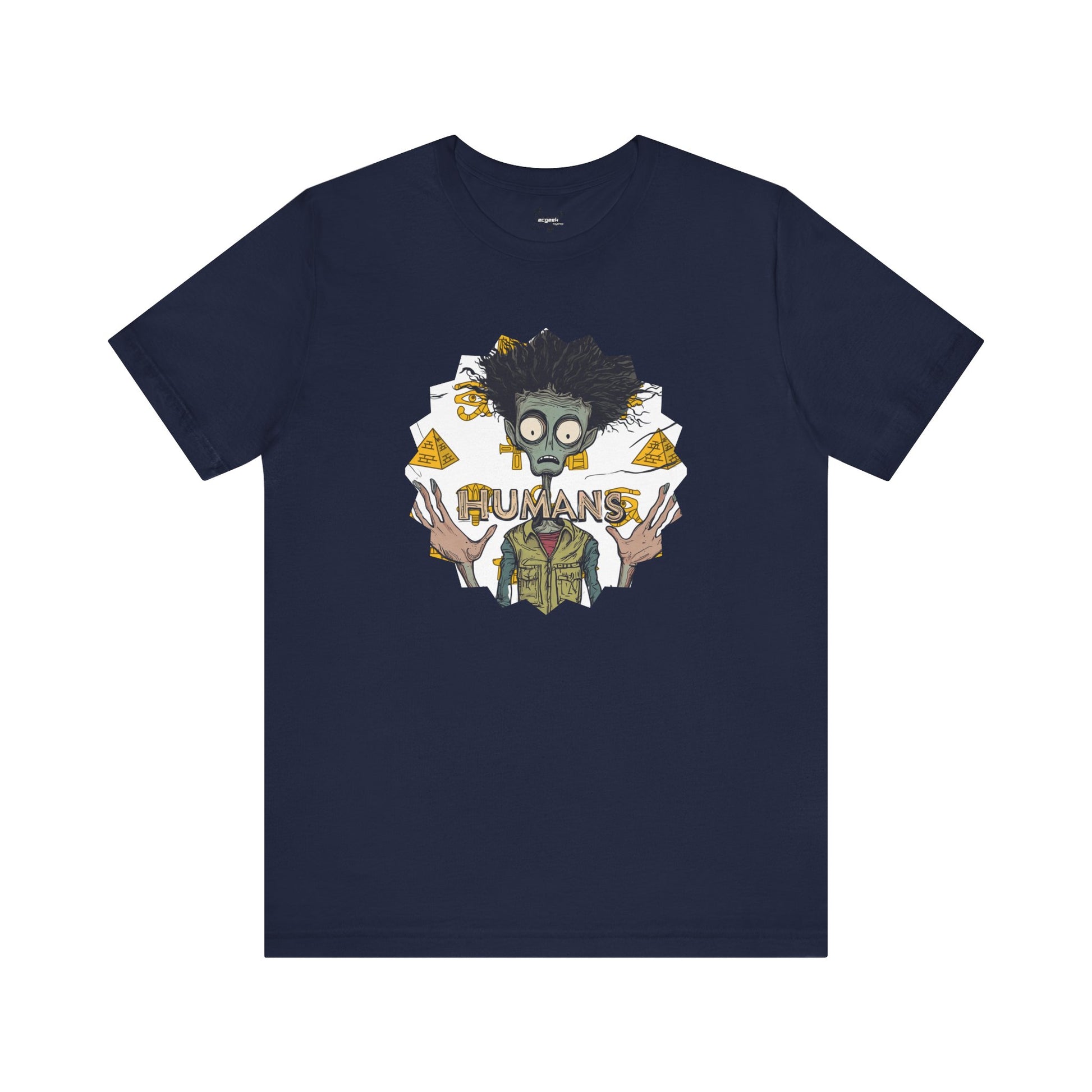 Alien Conspiracy Theory Ancient Human Fan Graphic Tee Crazy Hair Pyramids Egyptians UFO Shirt Extraterrestrial