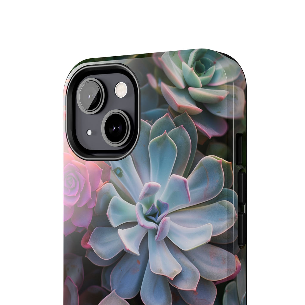 Pastel Succulent Flower Design Durable Phone Case - Tough Protection for iPhones