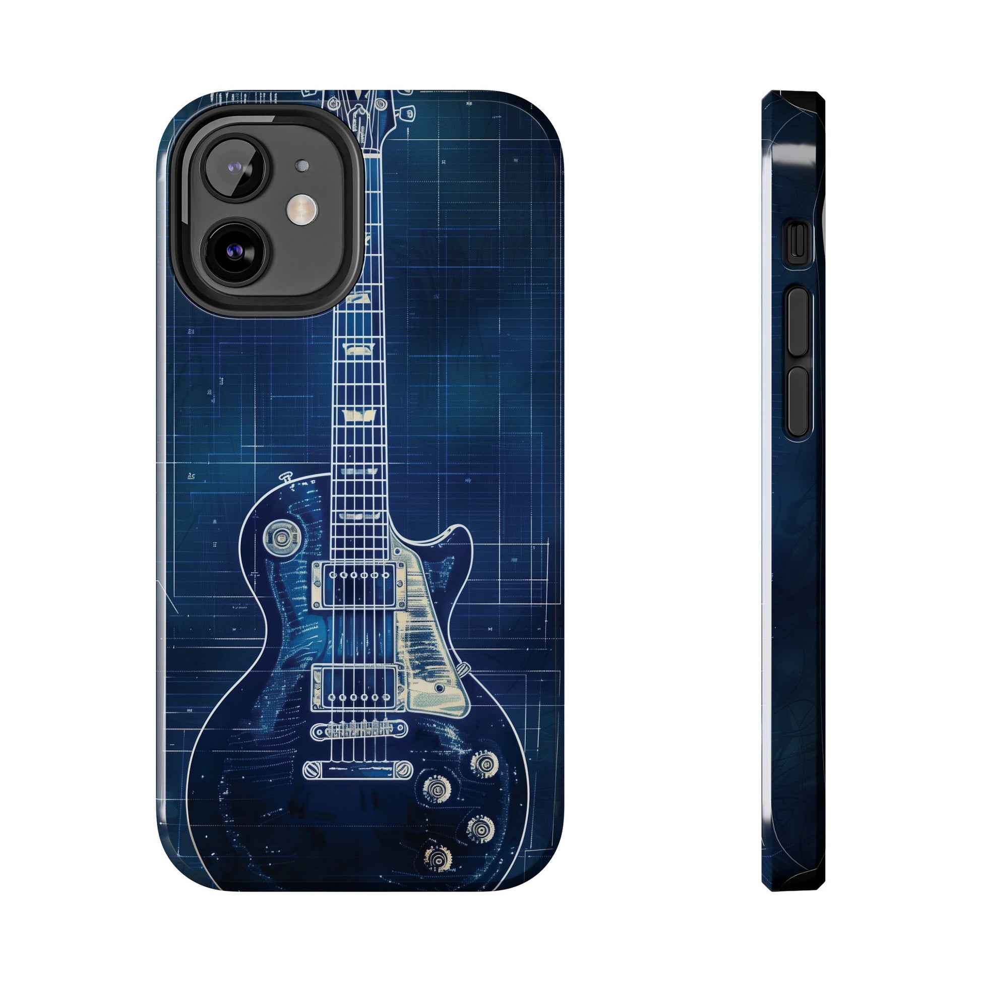 Guitar Phone Case, Guitar Blueprint iPhone Cover, Vintage Guitar Design, Custom iPhone Covers, Rock Music Phone Accessories, Musician Gift