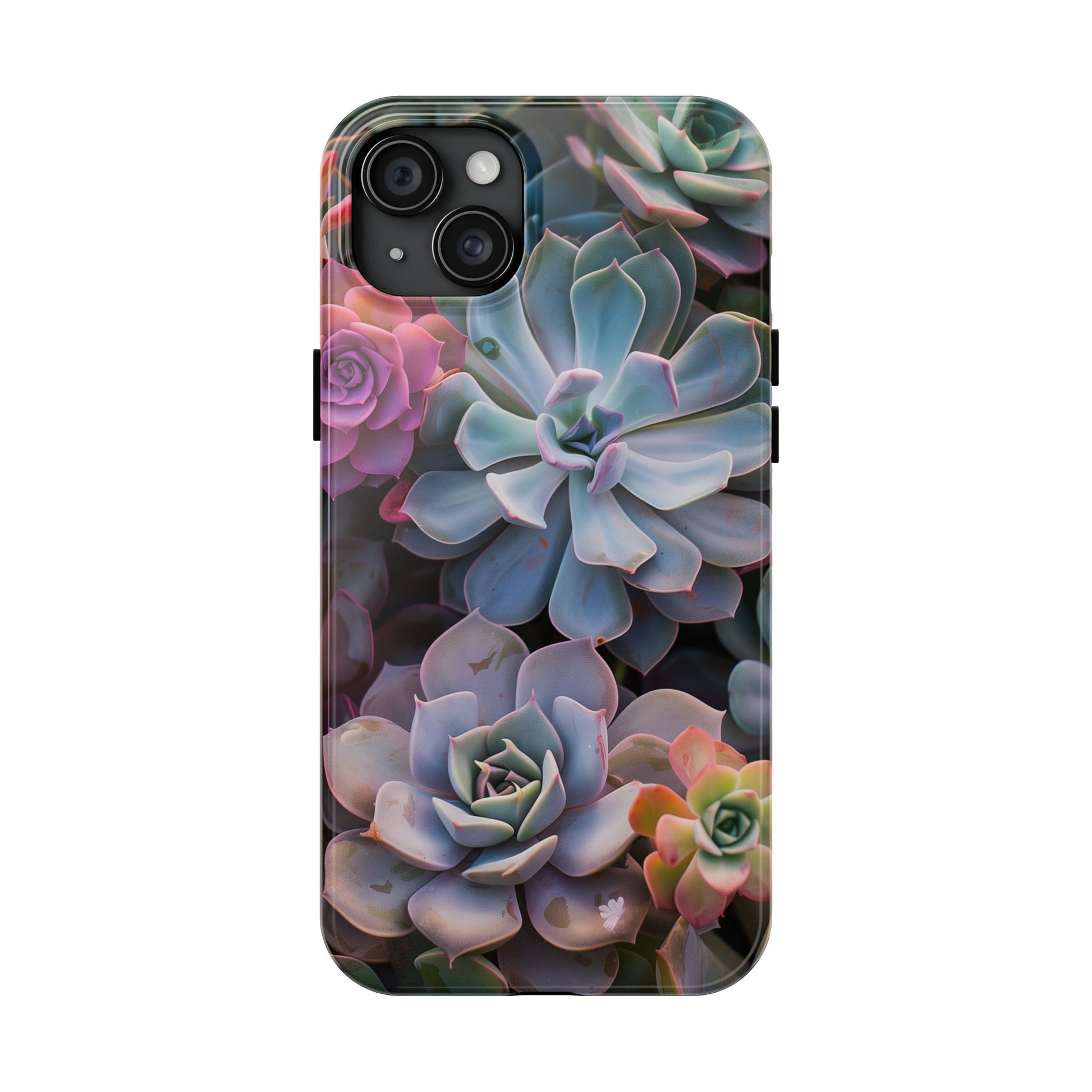 Pastel Succulent Flower Design Durable Phone Case - Tough Protection for iPhones
