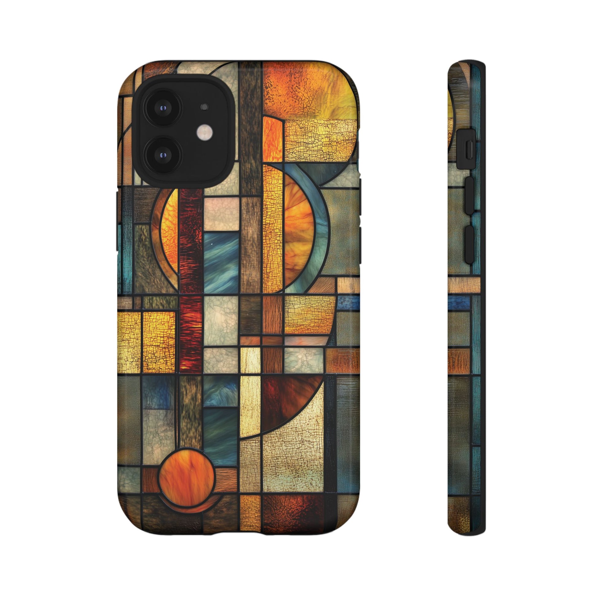 Art Deco Mosaic Stained Glass Phone Case Frank Lloyd Wright Cottage Core Usonian Prairie Style Geometric Stylish  iPhone 14 15 16 Pro