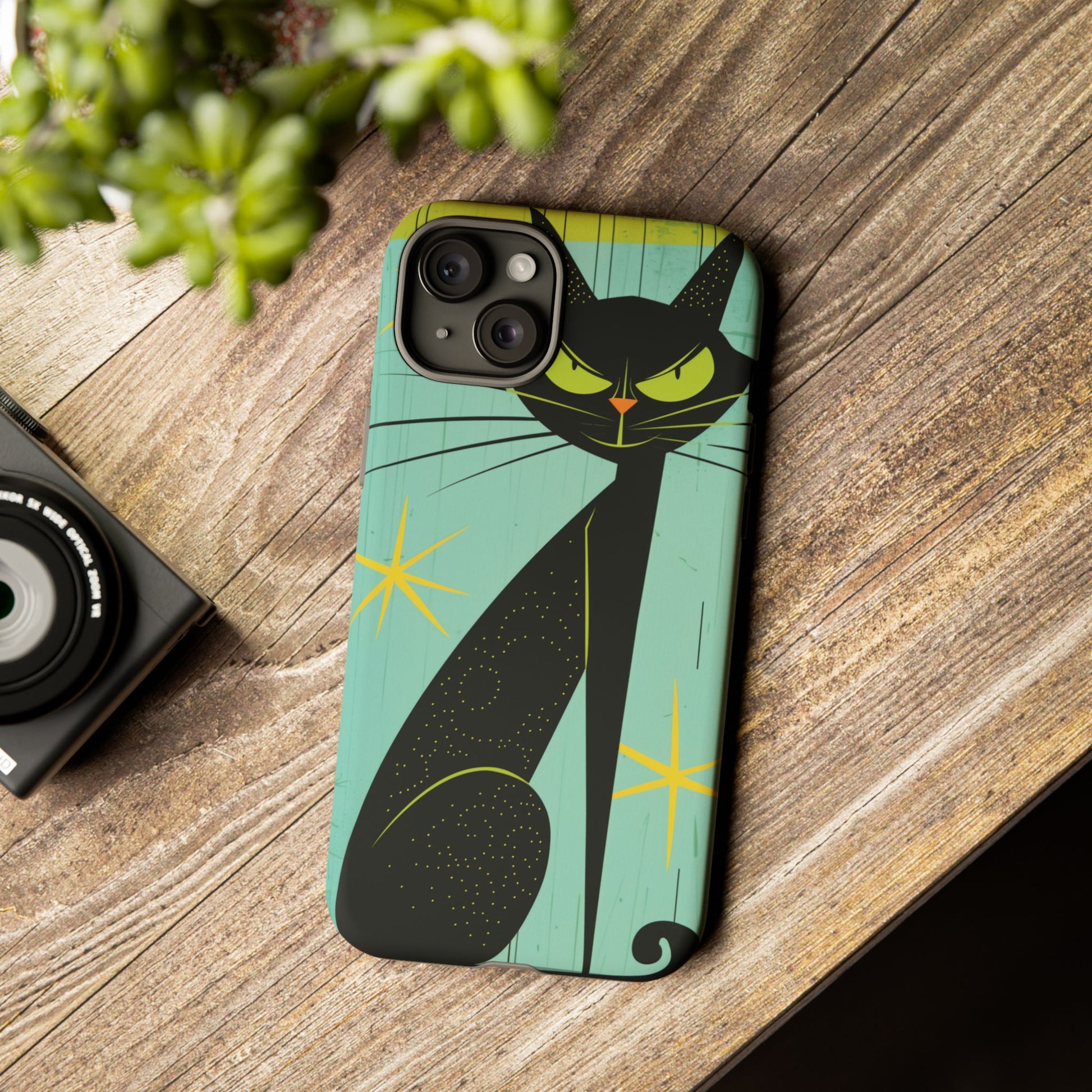 Mid-Century Modern Phone Case, Mid Mod Android Case, Atomic Cats Android Case, Retro Chic Smartphone Cover, Unique Artistic Phone Accessory