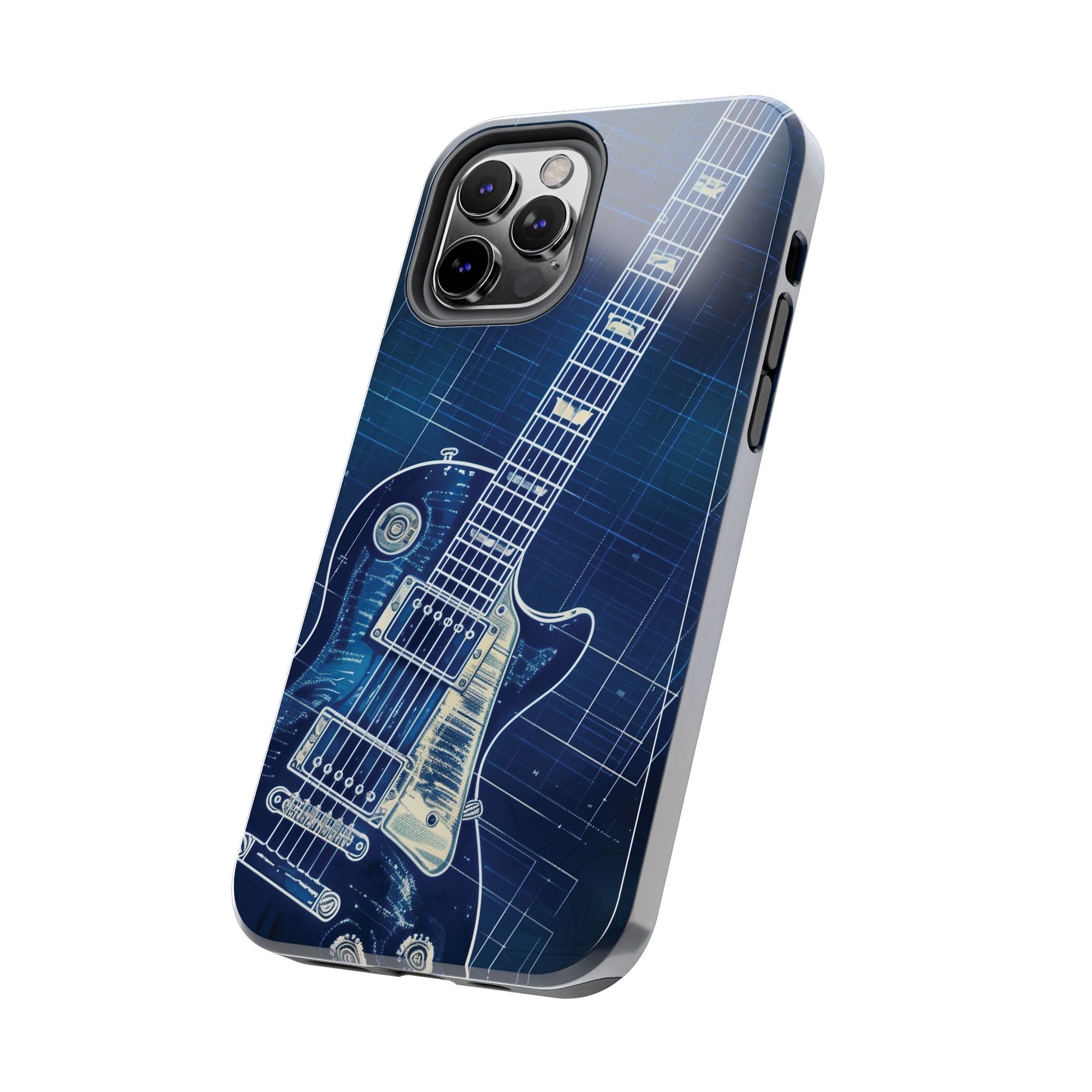 Guitar Phone Case, Guitar Blueprint iPhone Cover, Vintage Guitar Design, Custom iPhone Covers, Rock Music Phone Accessories, Musician Gift